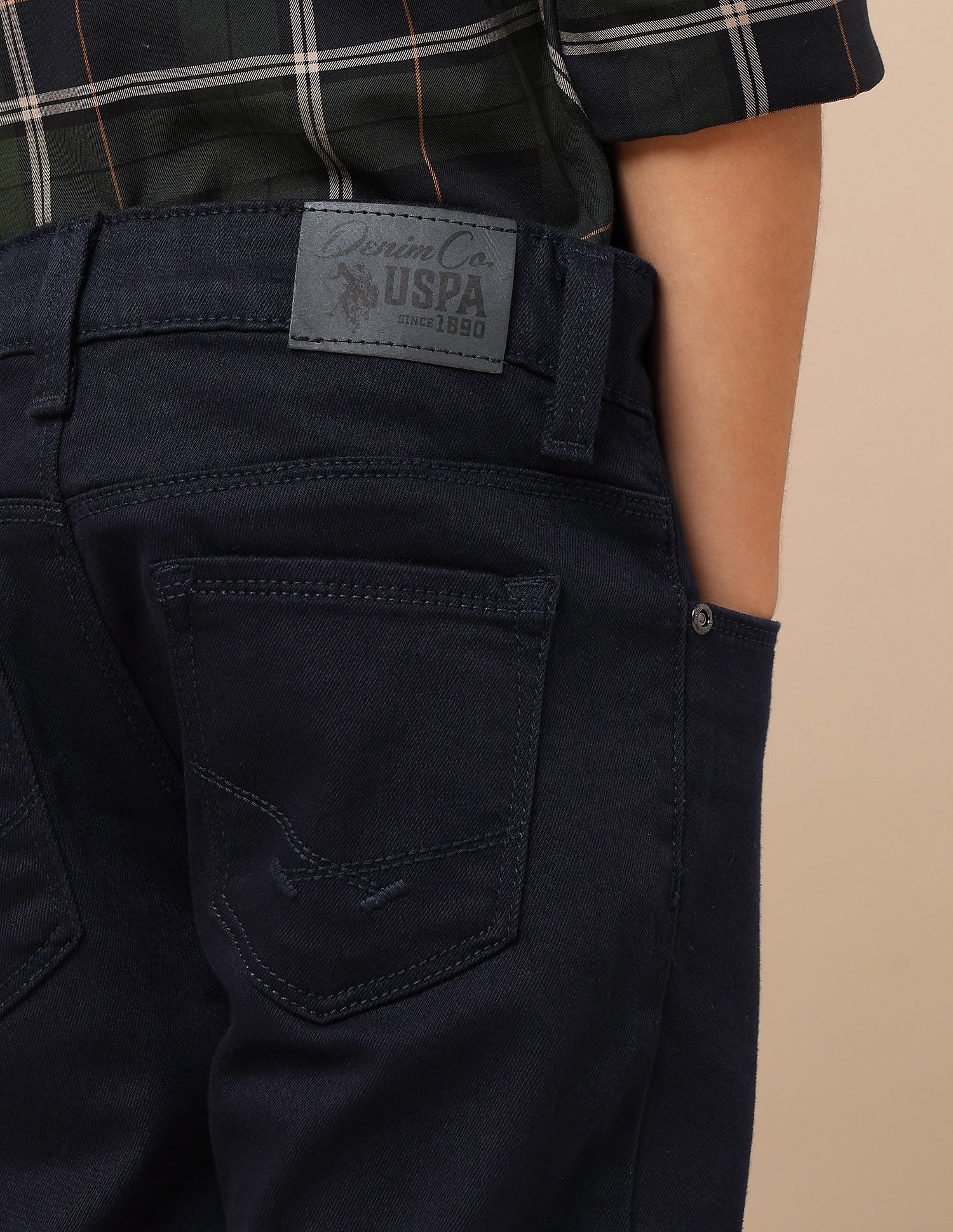 Boys Mid Rise Relaxed Fit Jeans Dark Blue - U.S. POLO ASSN. | Large