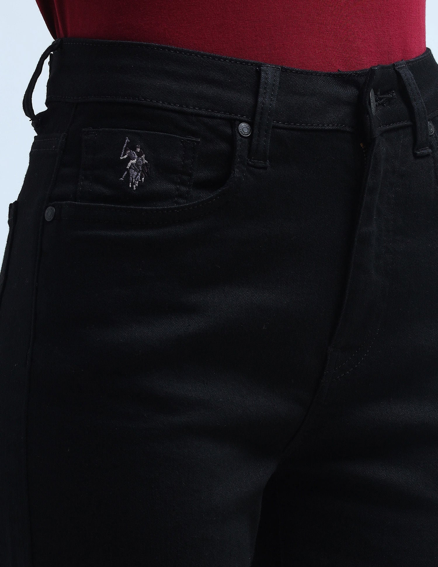 High Rise Straight Fit Jeans Black - U.S. POLO ASSN. | Large