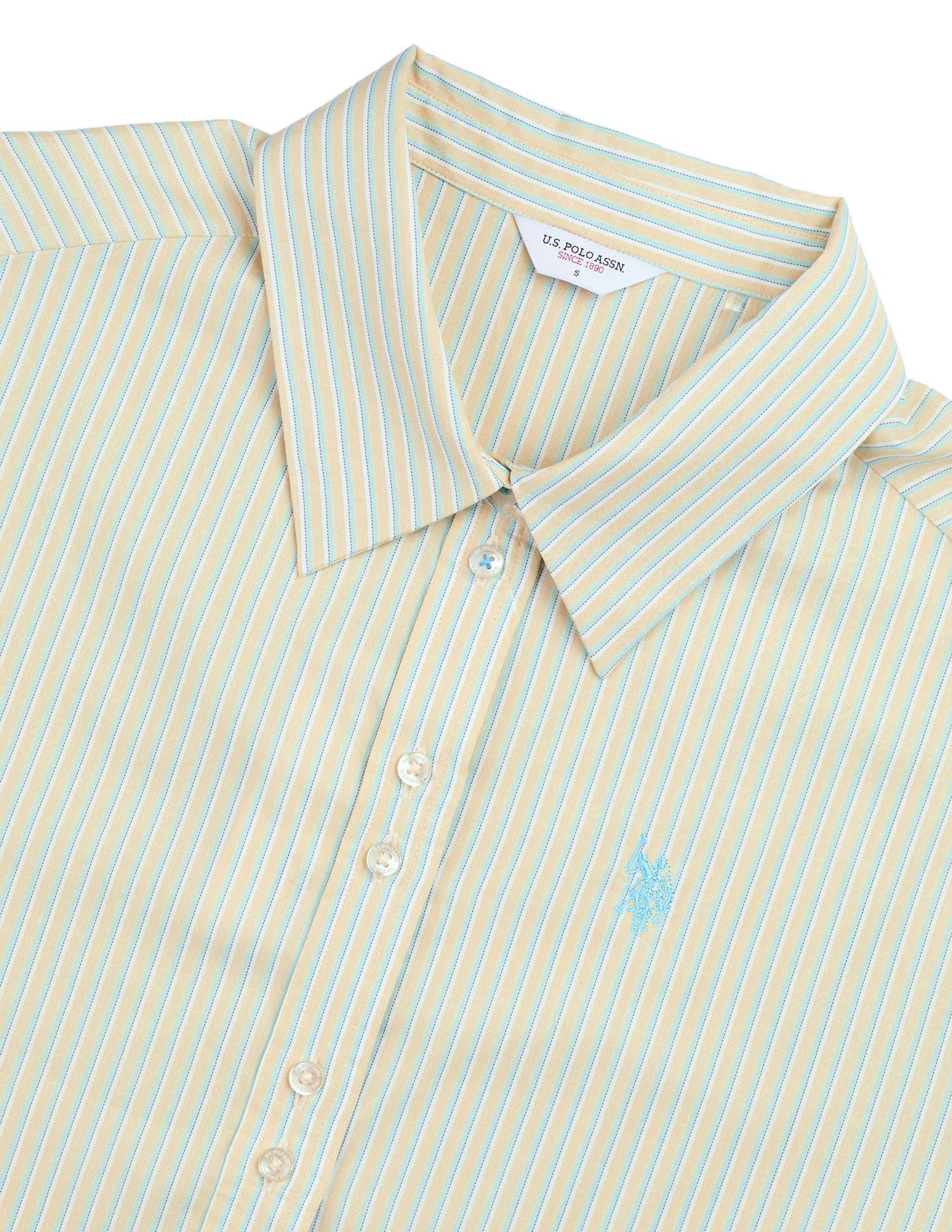 Vertical Striped Boyfriend Fit Shirt Yellow - U.S. Polo Assn. India | Large