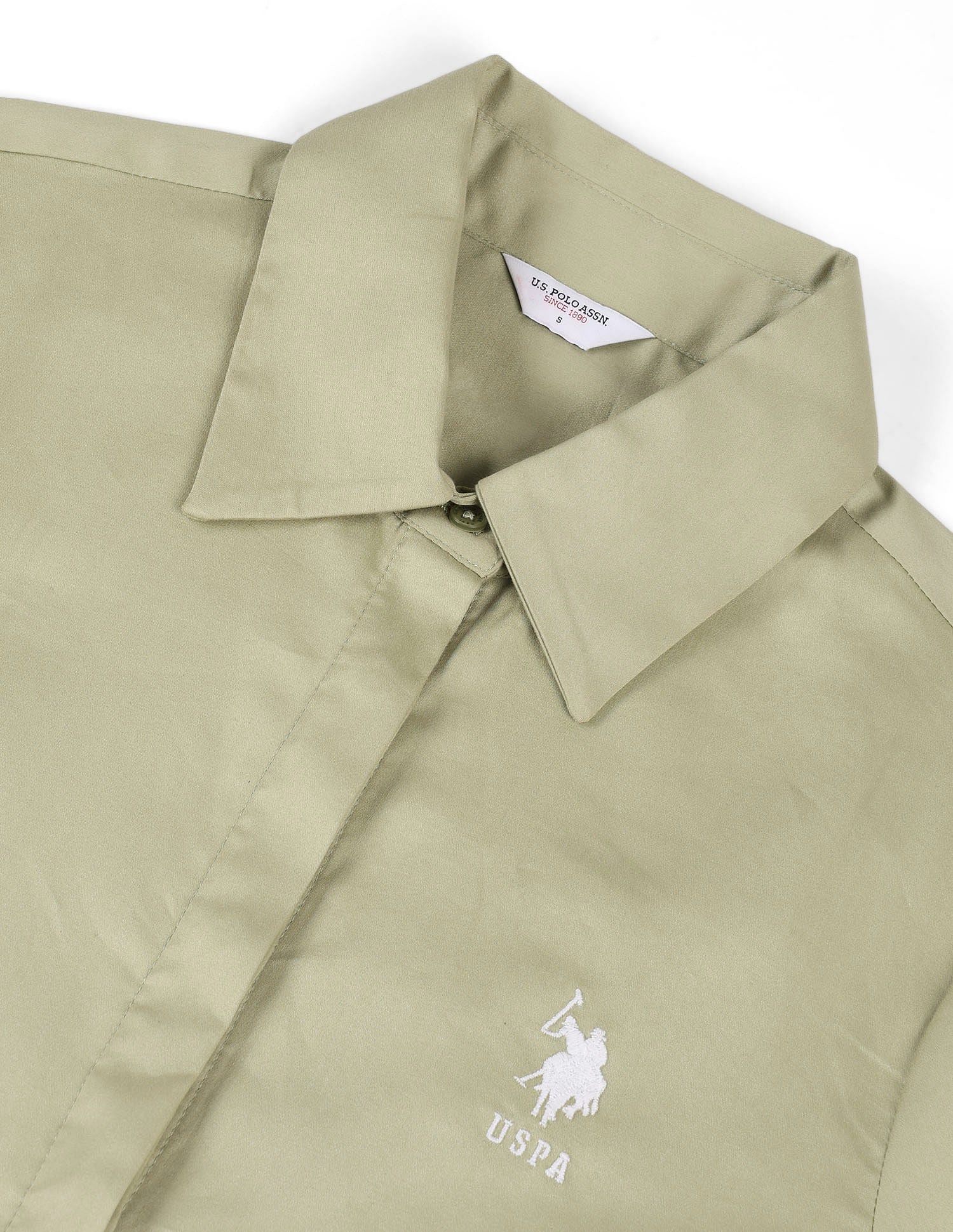 Satin Regular Fit Shirt Green - U.S. POLO ASSN. | Large