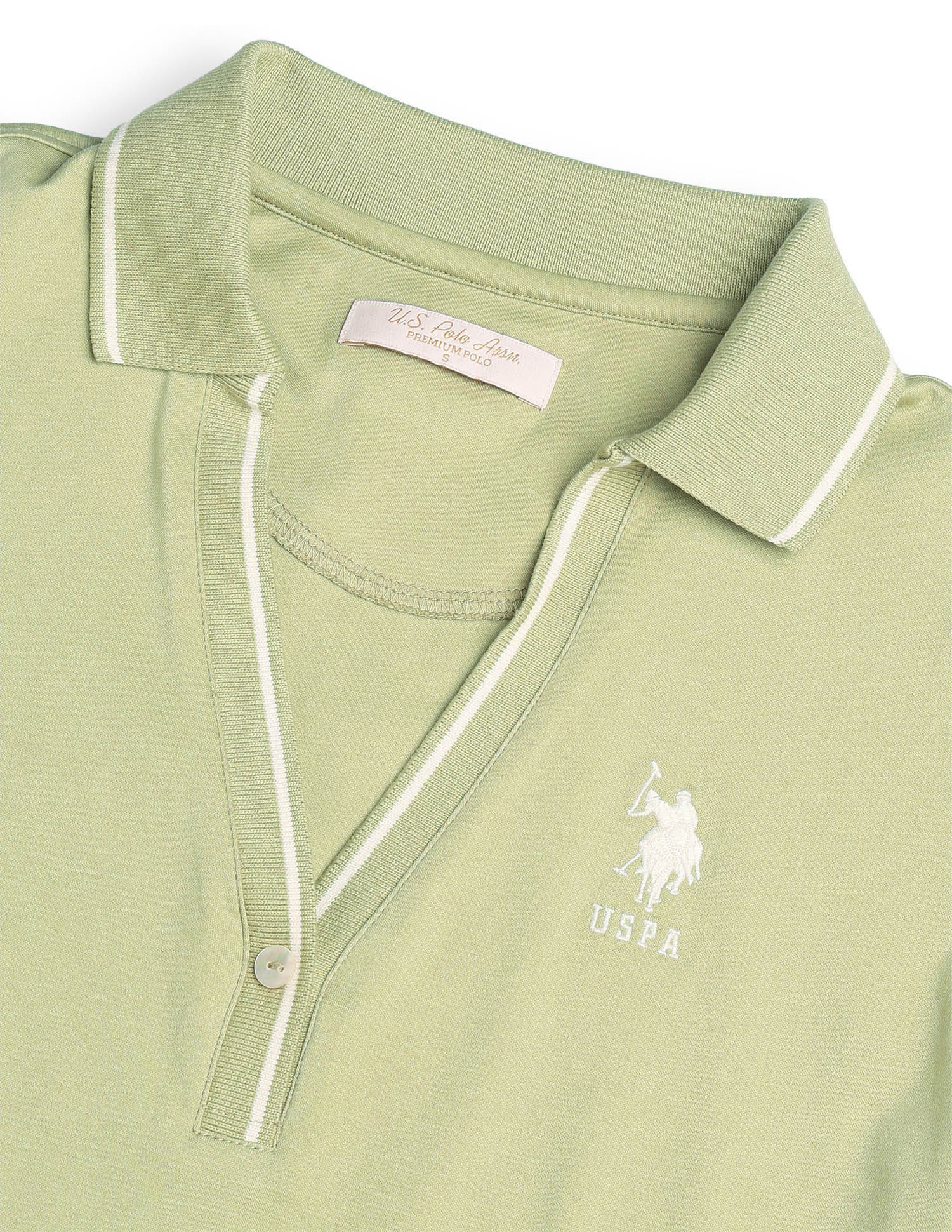 Regular Fit Solid Polo Shirt Green - U.S. Polo Assn. India | Large