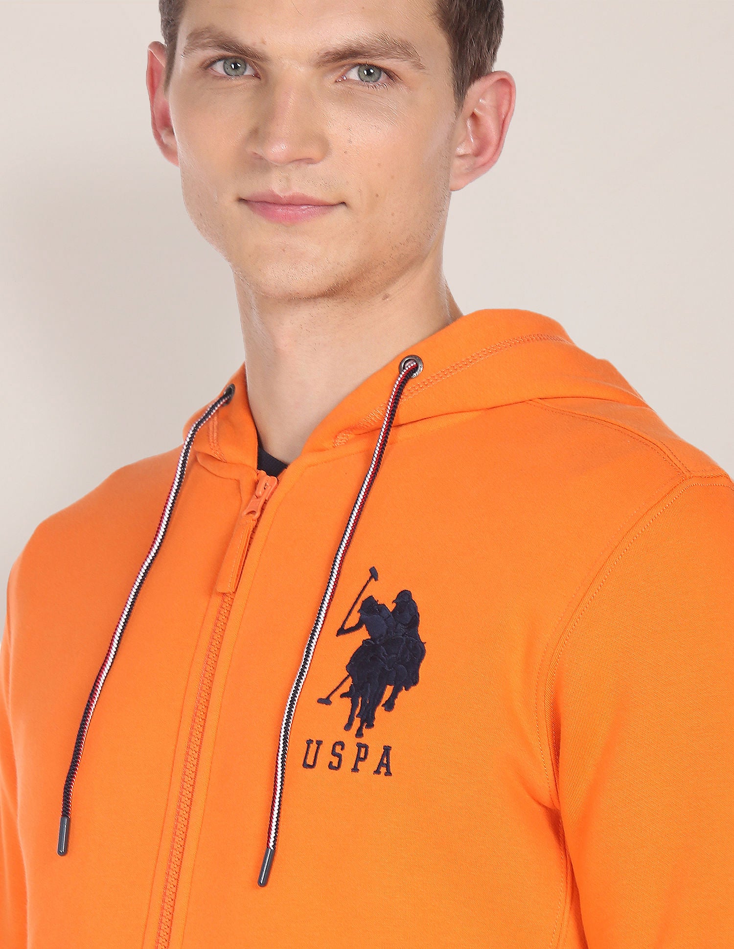 Drawstring Hood Solid Sweatshirt Orange - U.S. Polo Assn. India | Large