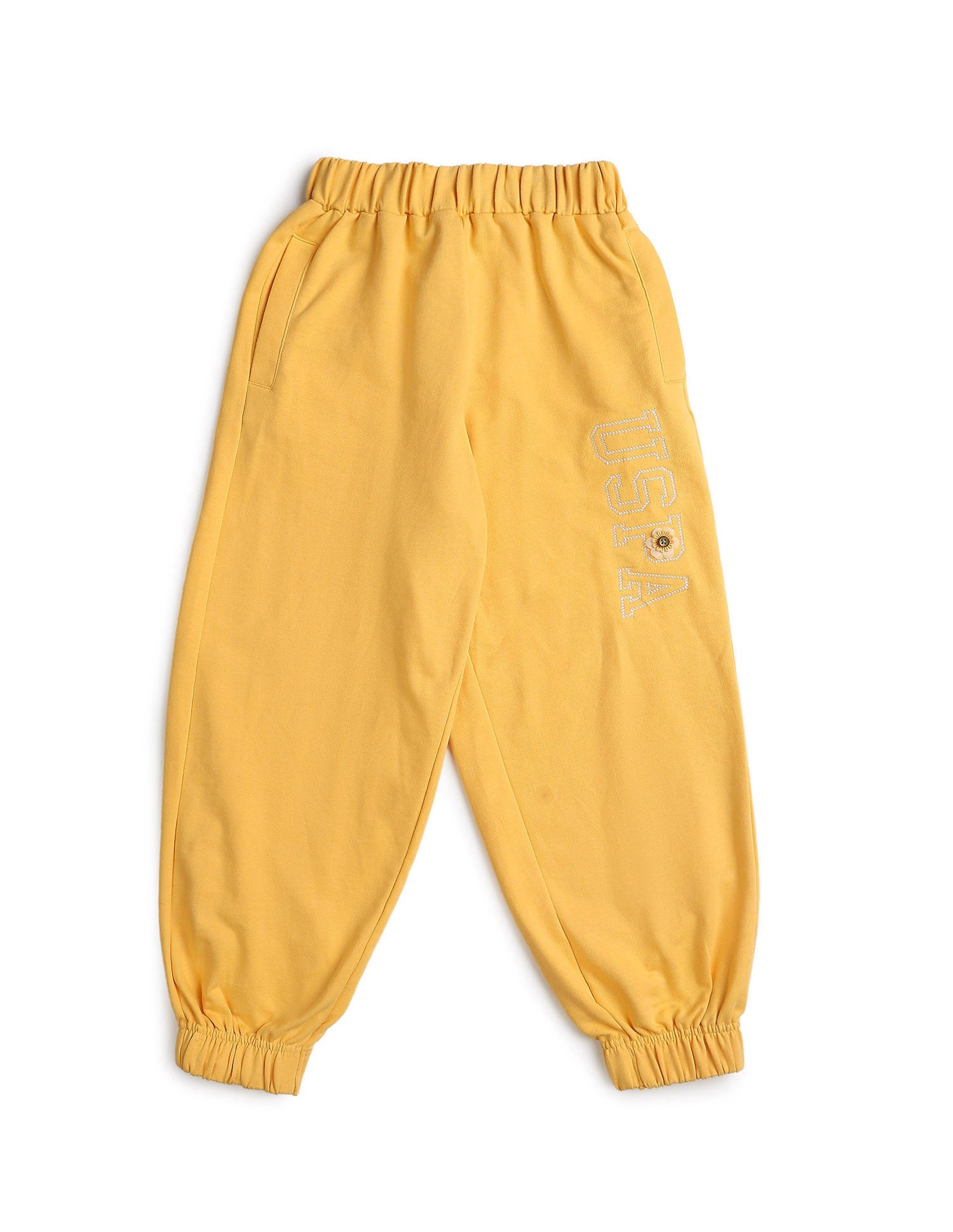 Girls Brand Embroidered Mid Rise Joggers Yellow - U.S. POLO ASSN. | Large