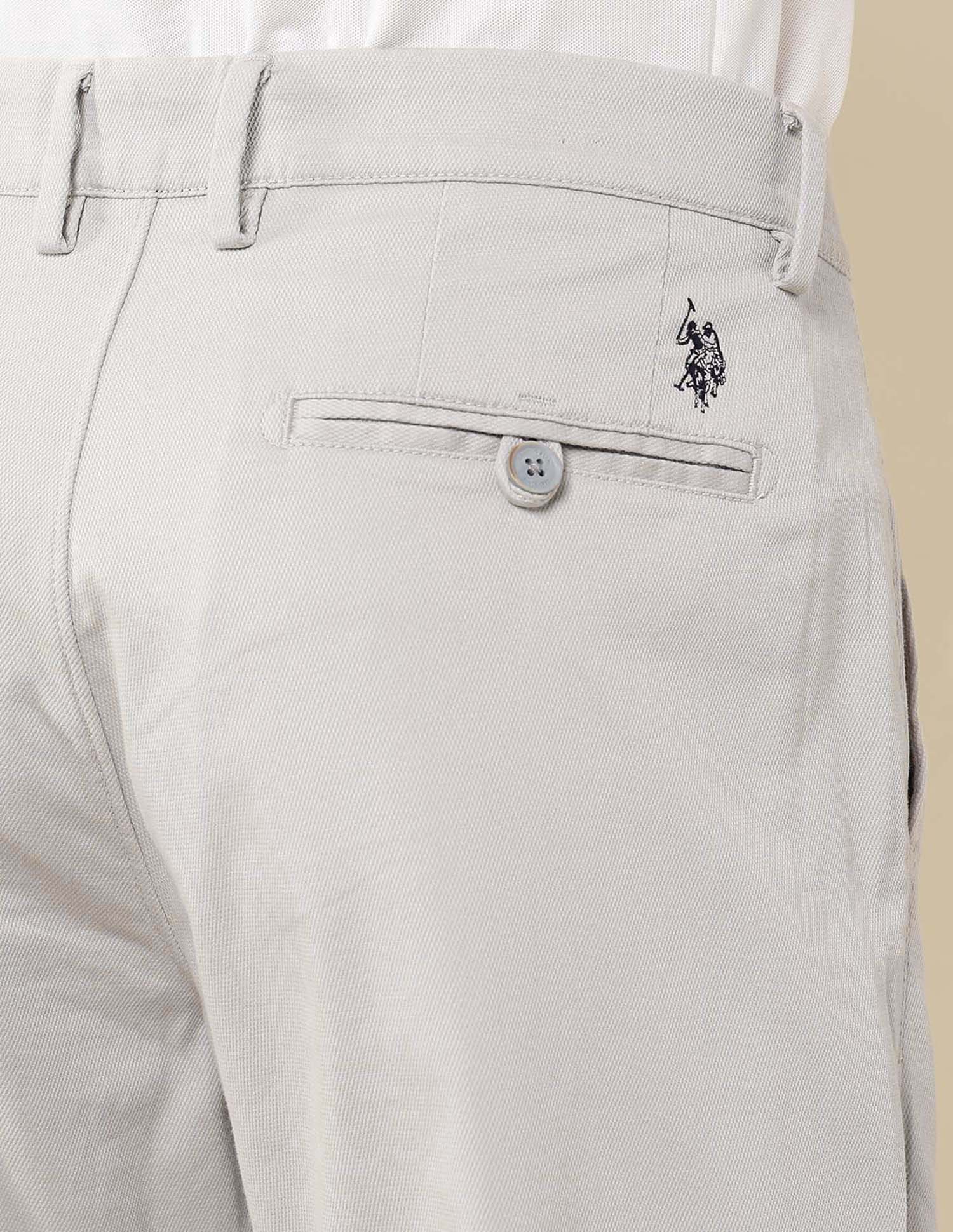 Solid Riley Straight Fit Twill Trousers Grey - U.S. POLO ASSN. | Large