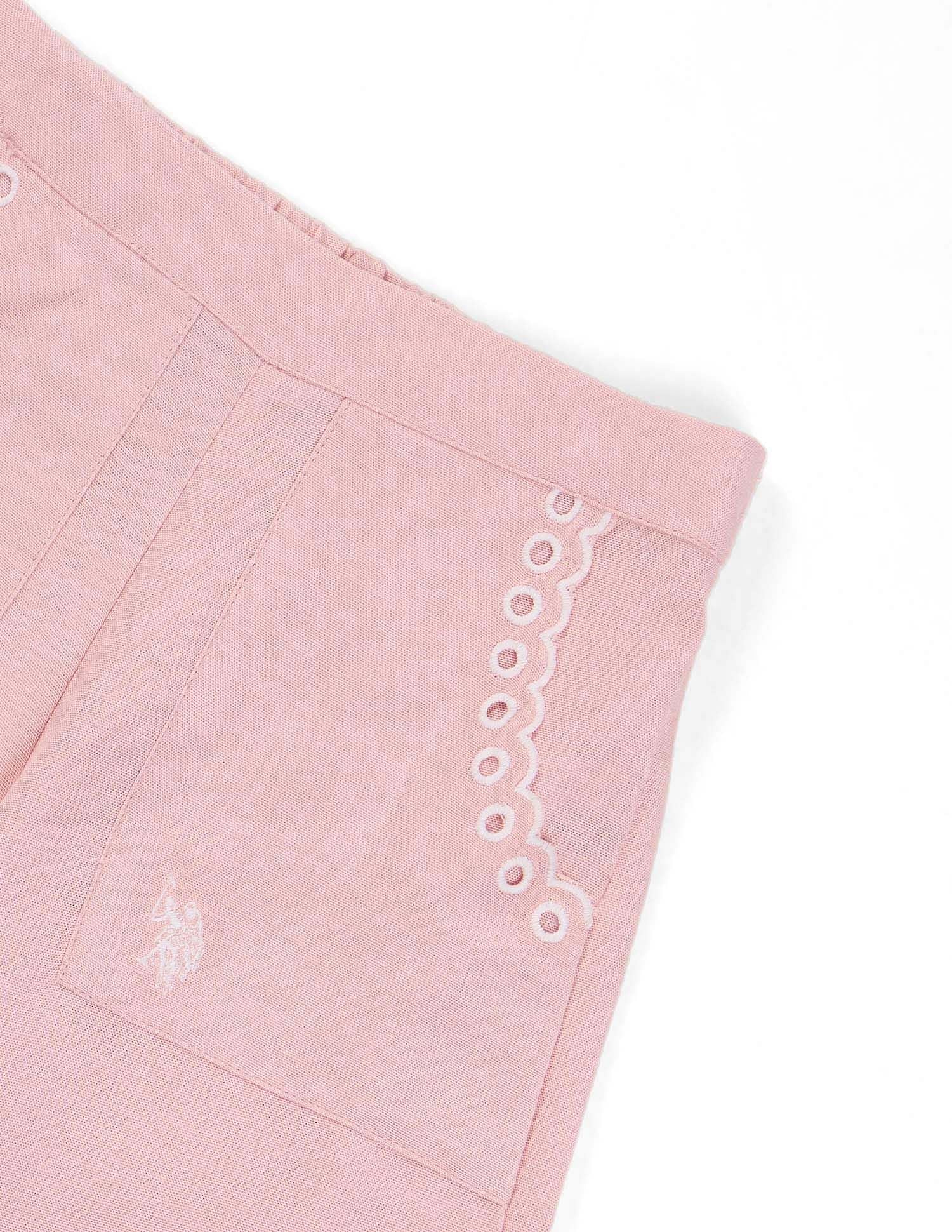 Girls Pure Cotton Wide Leg Trousers Light Pink - U.S. POLO ASSN. | Large