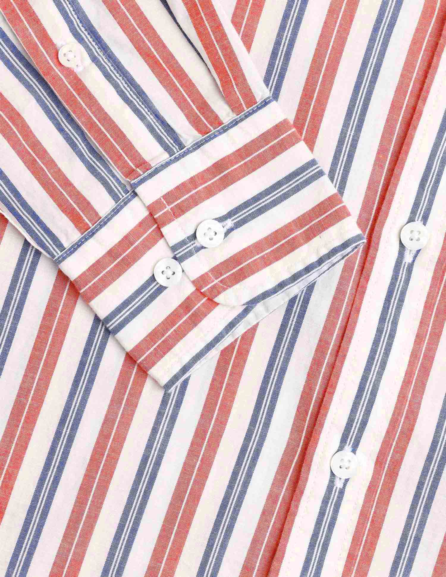 Vertical Striped Pure Cotton Shirt Red - U.S. Polo Assn. India | Large