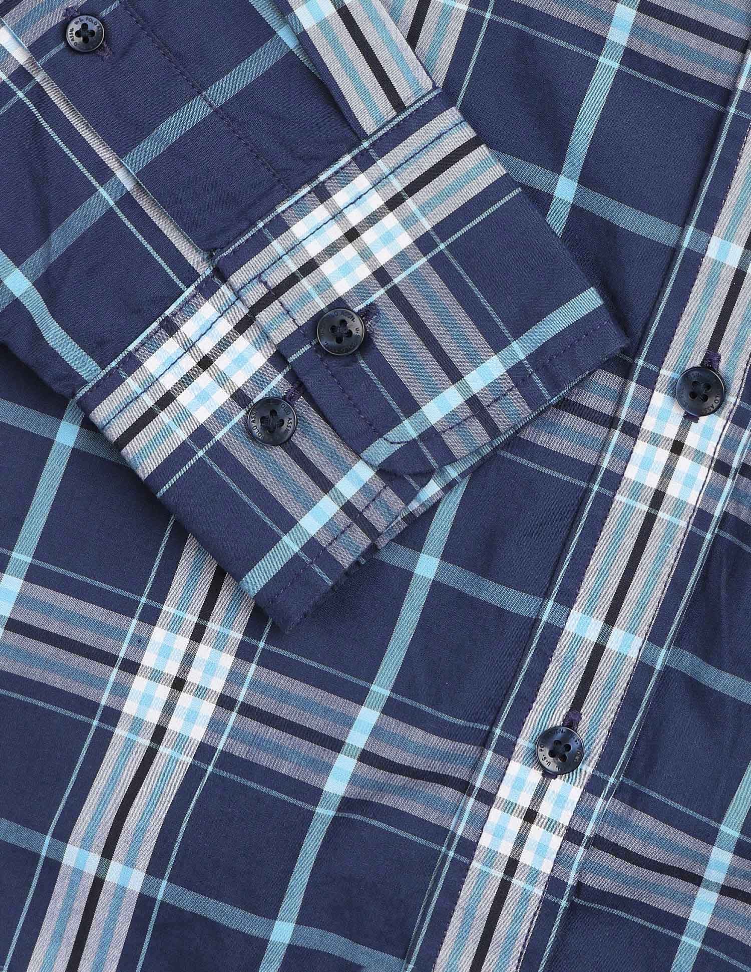 Plaid Checked Pure Cotton Shirt Navy - U.S. Polo Assn. India | Large