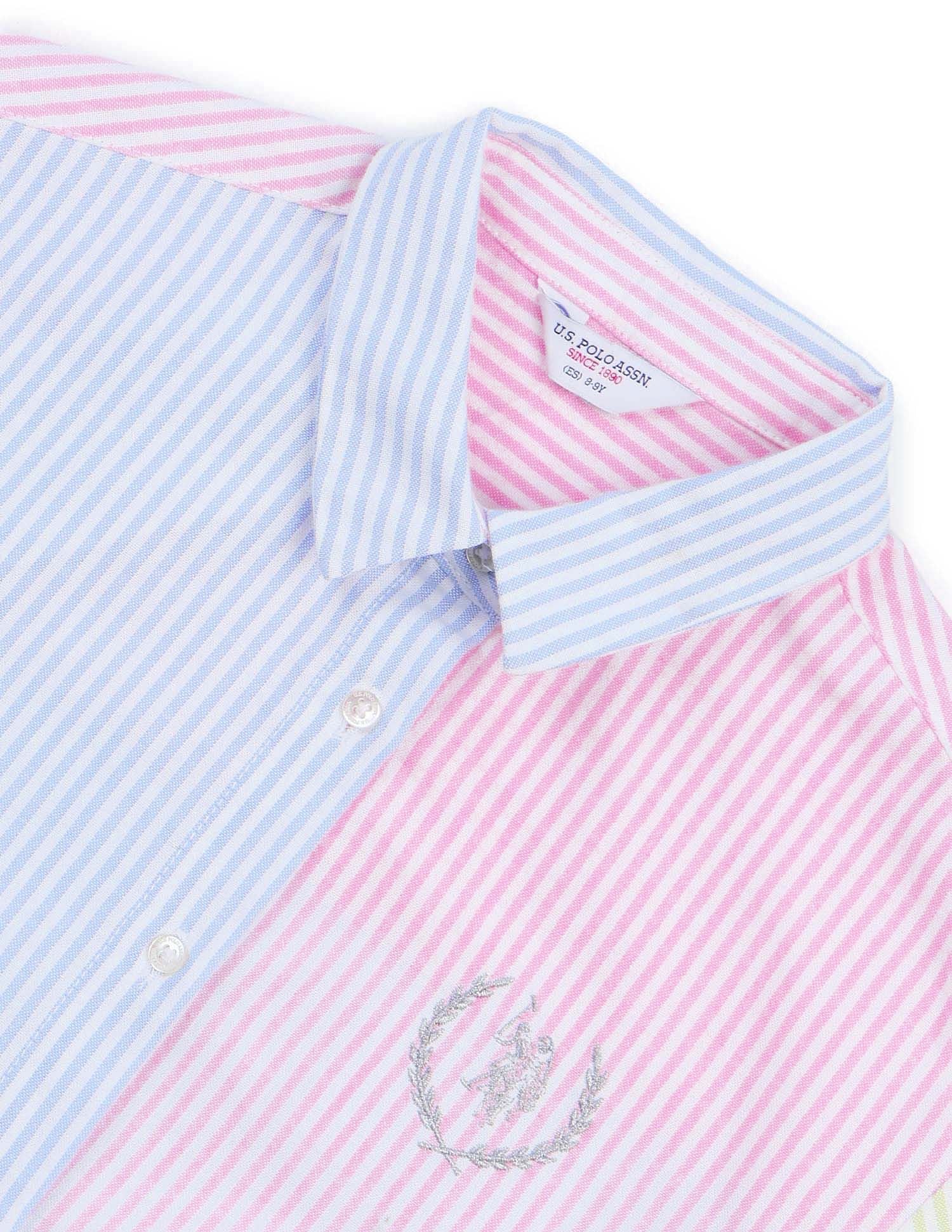 Girls Vertcial Striped Colorblocked Top Multi-colour - U.S. POLO ASSN. | Large