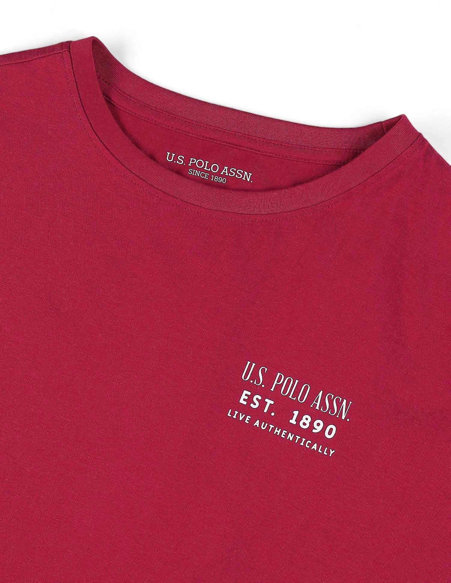 Brand Printed Boyfriend Fit T-Shirt Dark Red - U.S. POLO ASSN. | Large