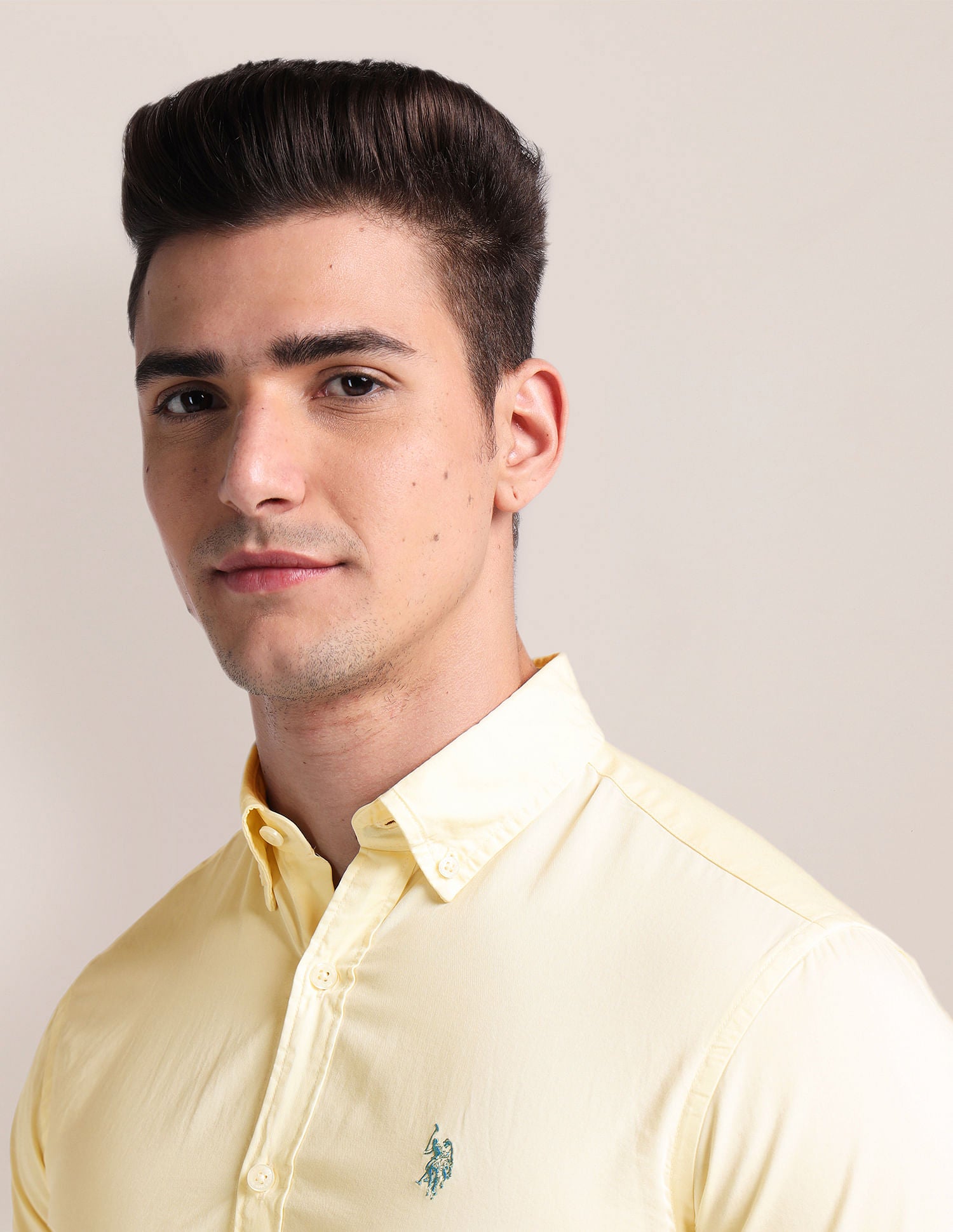 Premium Cotton Twill Shirt Yellow - U.S. Polo Assn. India | Large