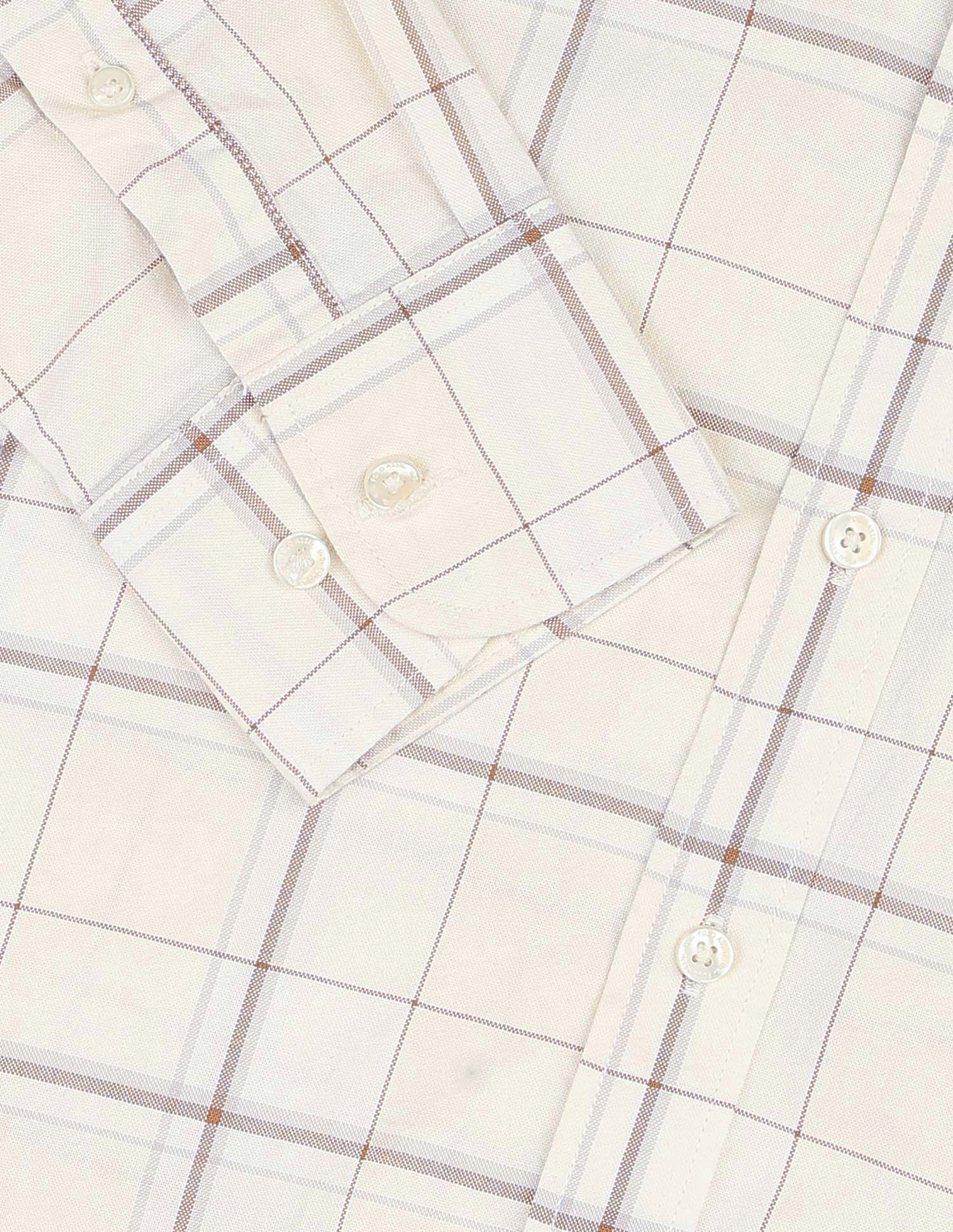 Windowpane Checked Tailored Fit Shirt Ivory - U.S. POLO ASSN. | Large