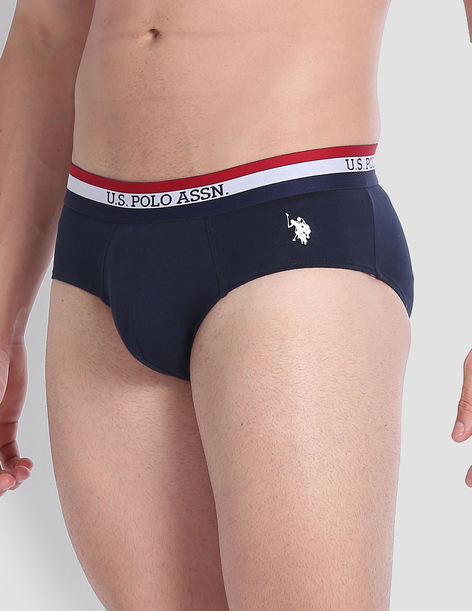 Elasticized Waist Solid EB002 Briefs  - Pack Of 3 Navy, White And Black - U.S. POLO ASSN. | Large