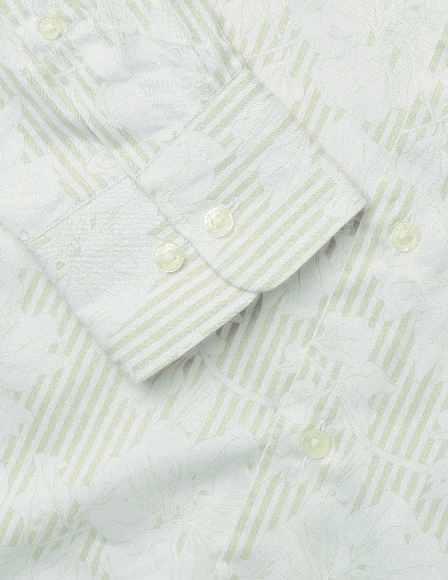 Vertical Striped With Floral Printed Satin Shirt Beige - U.S. Polo Assn. India | Large