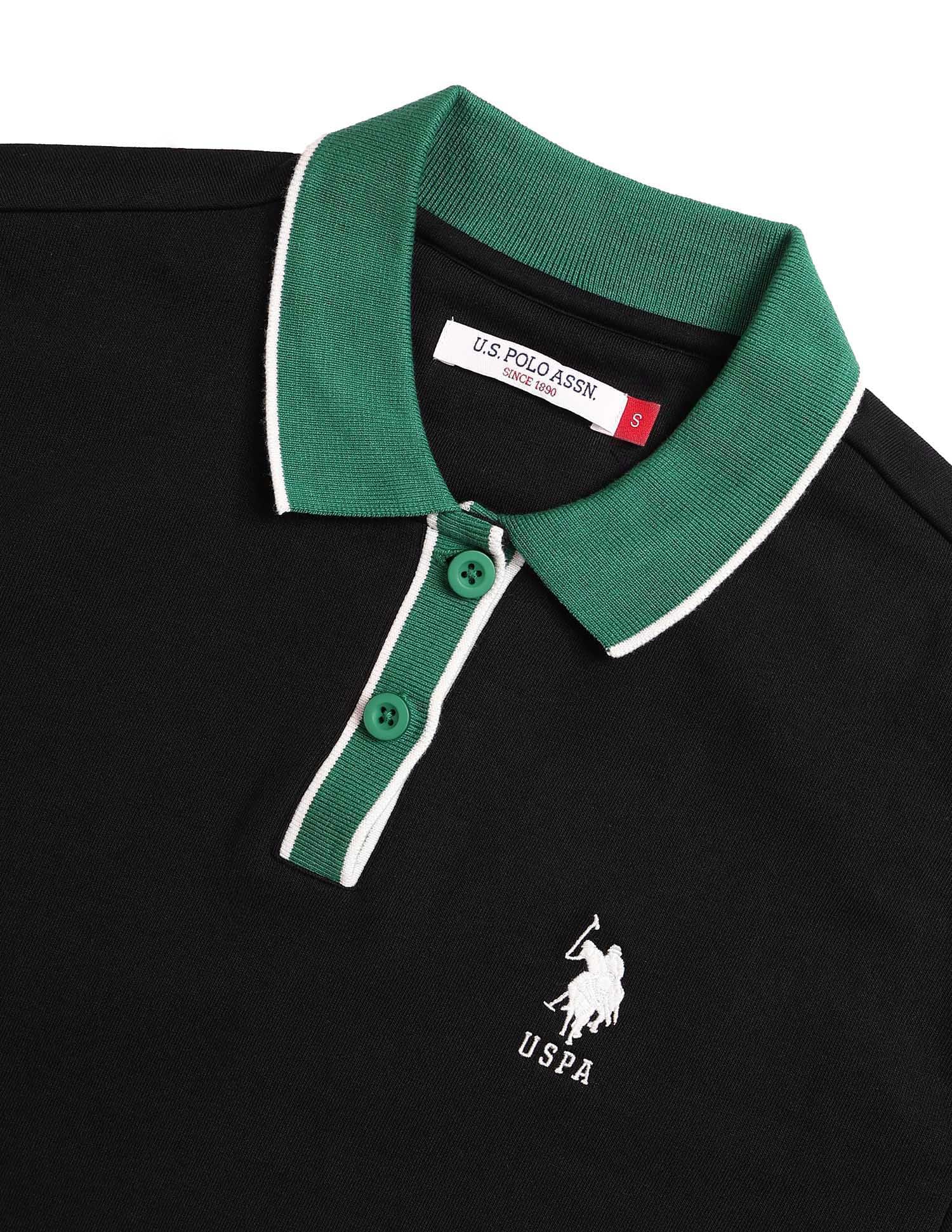 Colourblocked Regular Fit Polo Collar Sweater Black - U.S. POLO ASSN. | Large