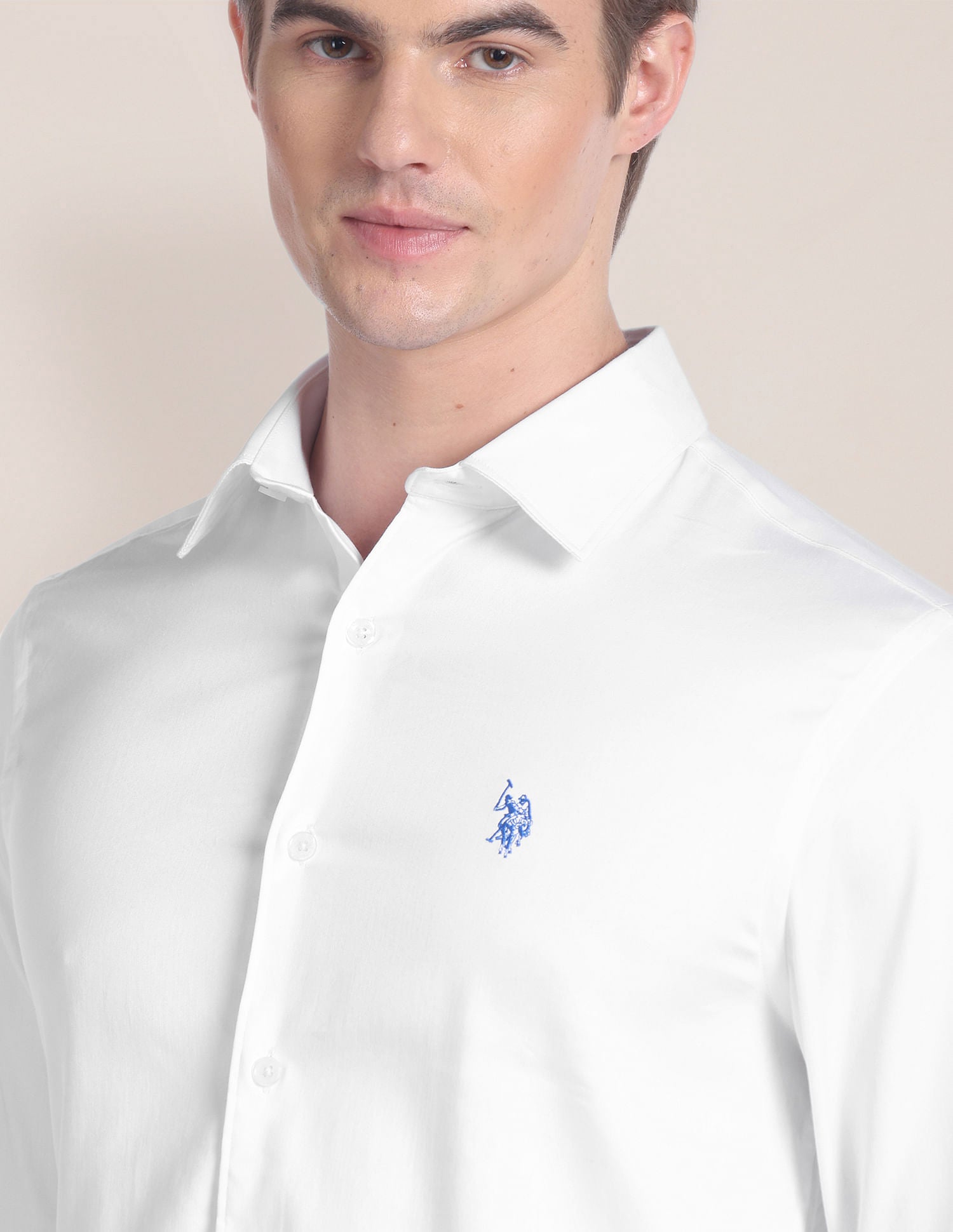 Solid Satin Shirt White - U.S. POLO ASSN. | Large