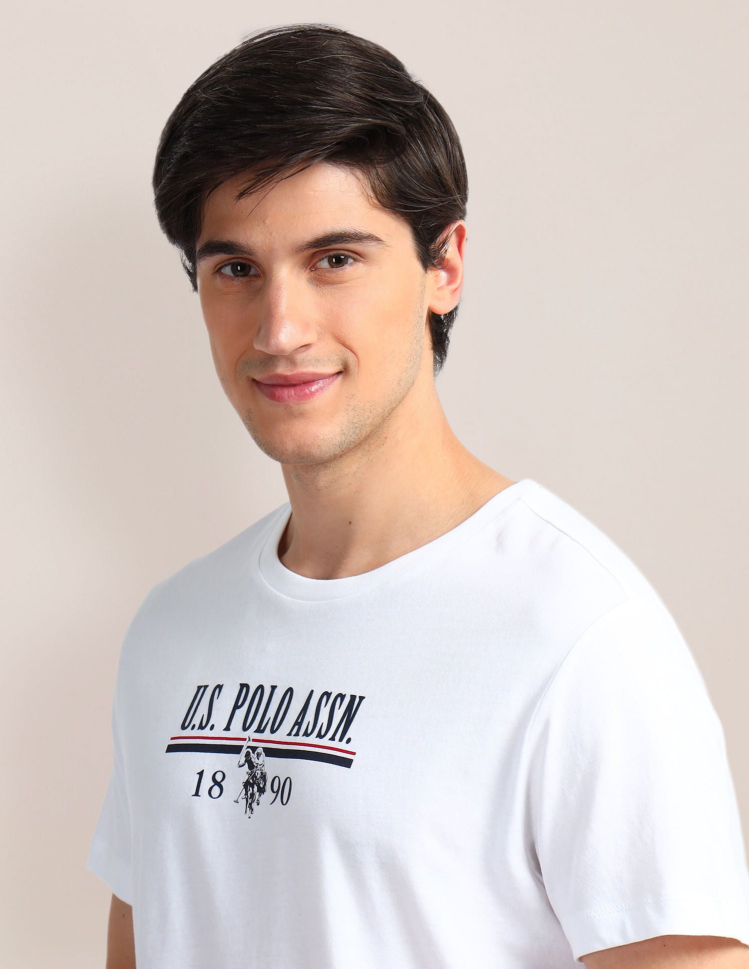 Brand Print Slim Fit T-Shirt White - U.S. Polo Assn. India | Large