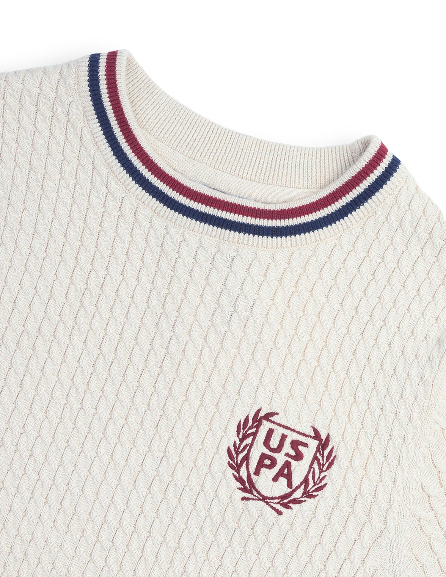Cable Knit Boxy Fit Top Beige - U.S. Polo Assn. India | Large