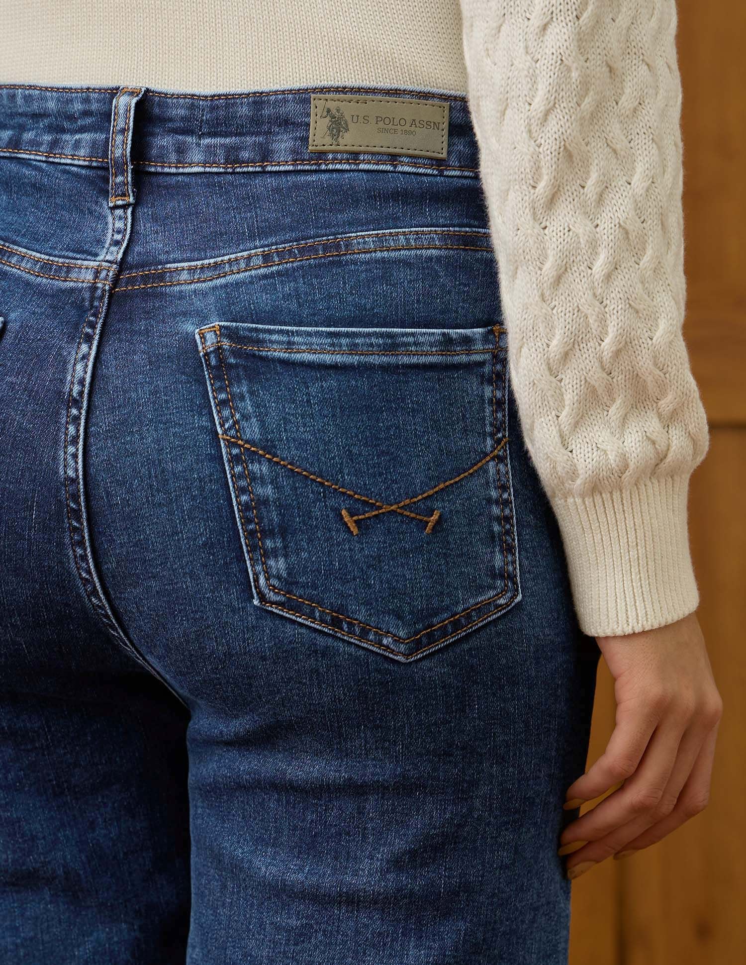 High Rise Carrot Fit Jeans Blue - U.S. POLO ASSN. | Large