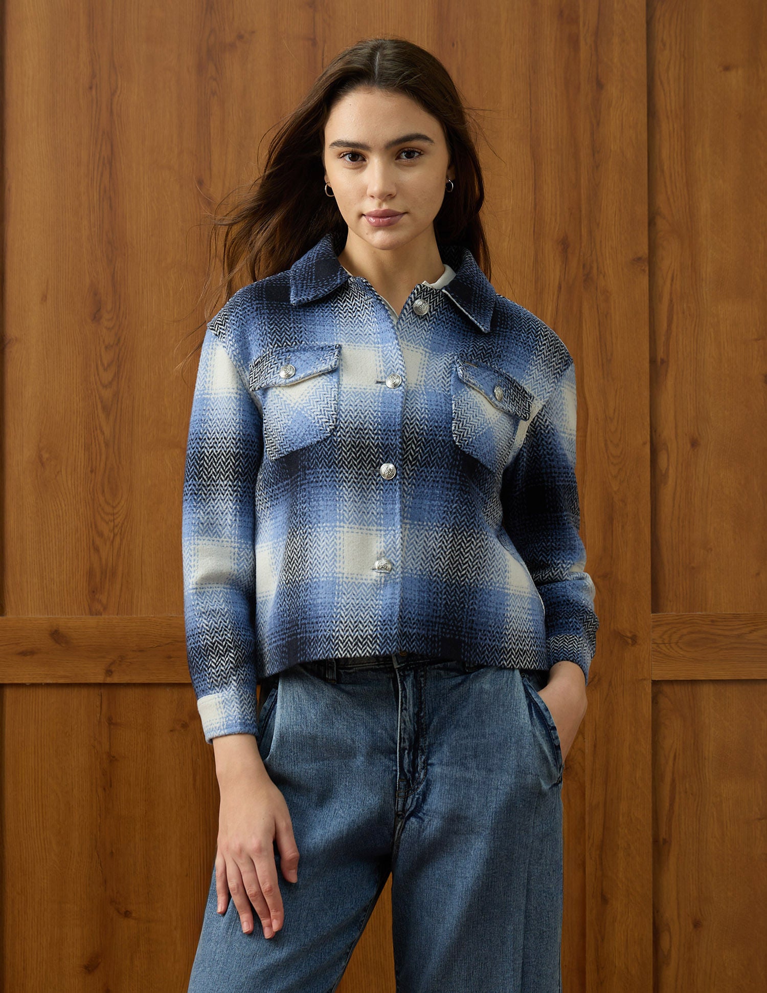 Checked Regular Fit Jacket Blue - U.S. POLO ASSN. | Large