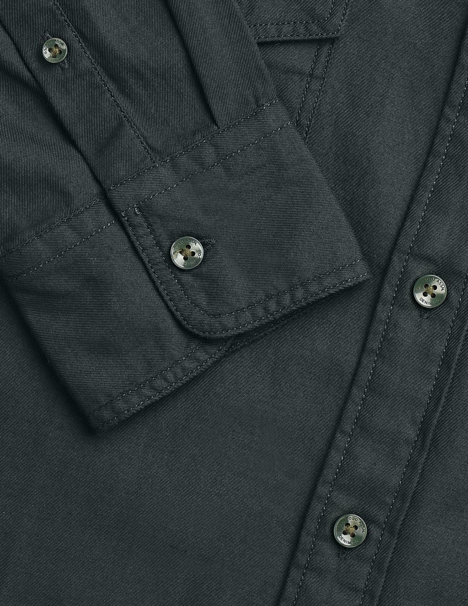 Solid Regular Fit Twill Shirt Dark Green - U.S. POLO ASSN. | Large