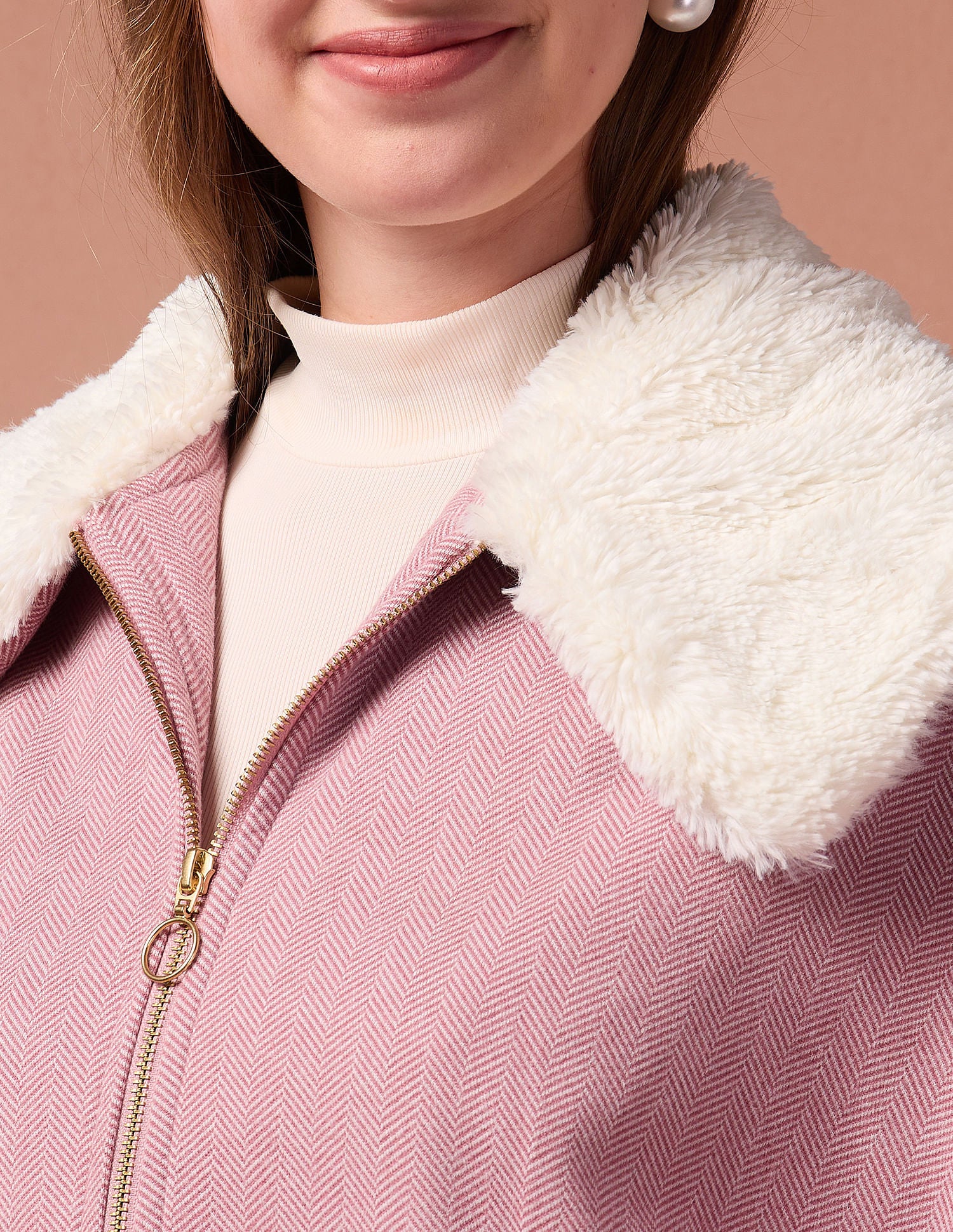 Fur Collar Relaxed Fit Jacket Muted Pink - U.S. POLO ASSN. | Large