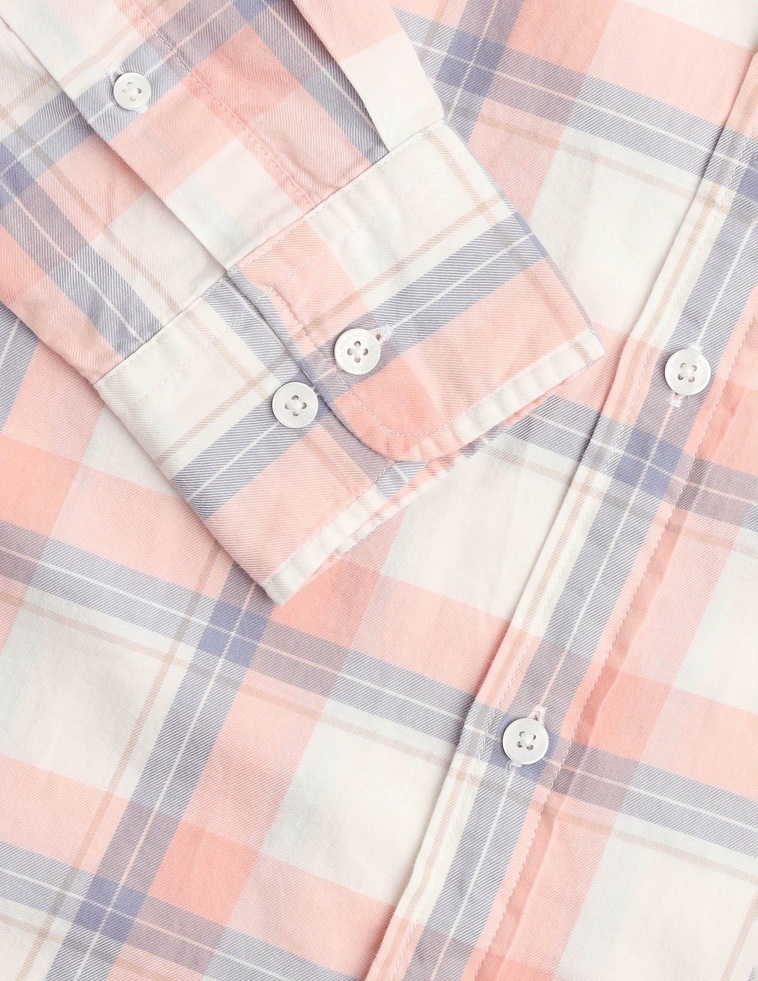 Pure Cotton Tartan Checked Shirt Peach - U.S. Polo Assn. India | Large