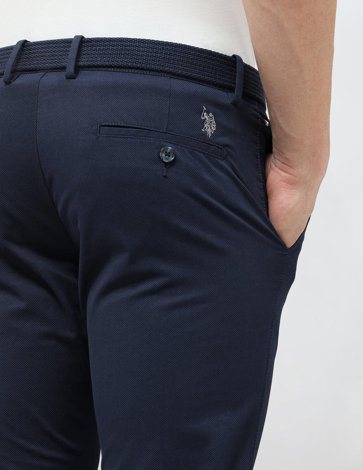 Denver Slim Fit Satin Trousers Navy - U.S. POLO ASSN. | Large