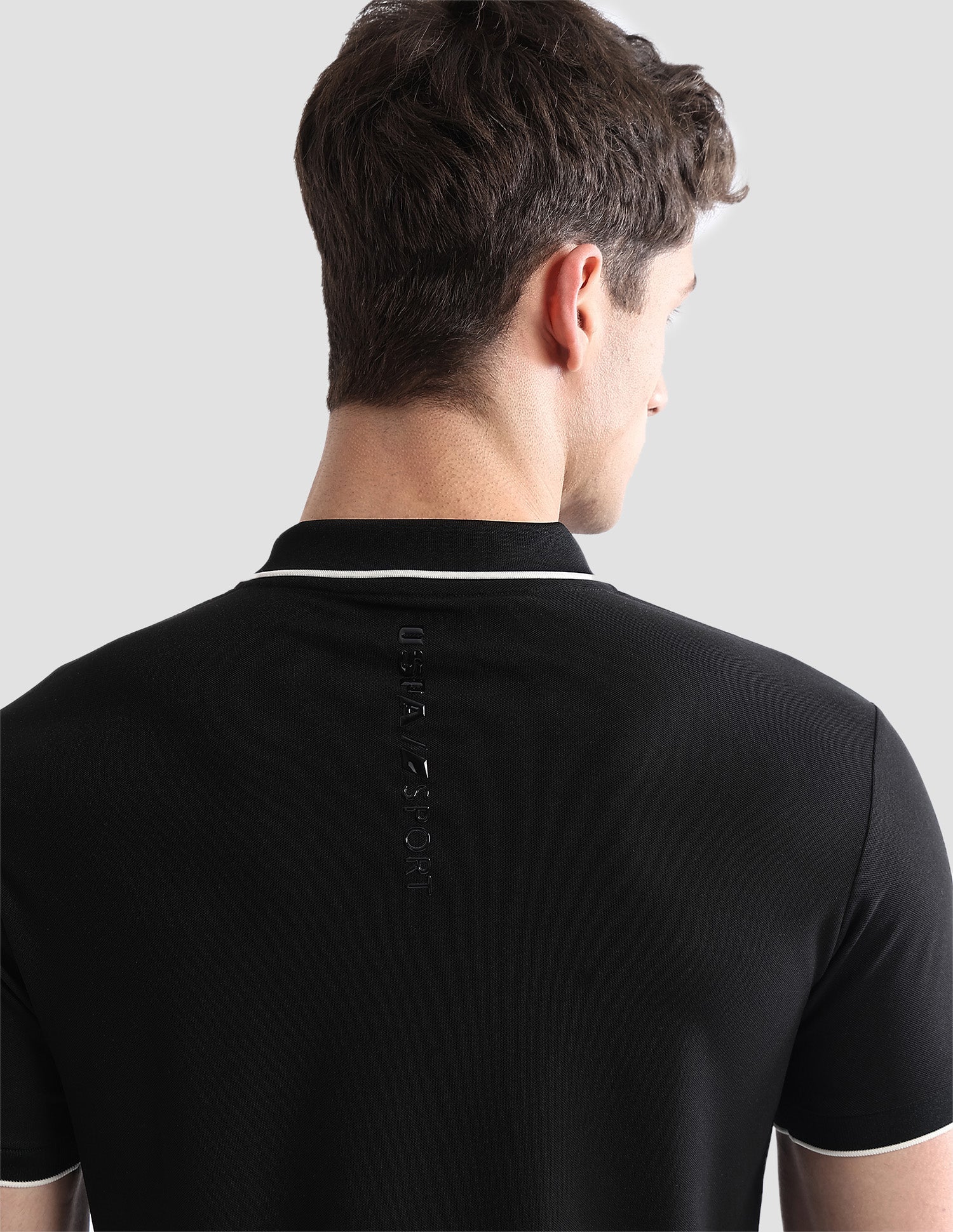 Brand Embossed Regular Fit Active Polo Shirt Black - U.S. POLO ASSN. | Large