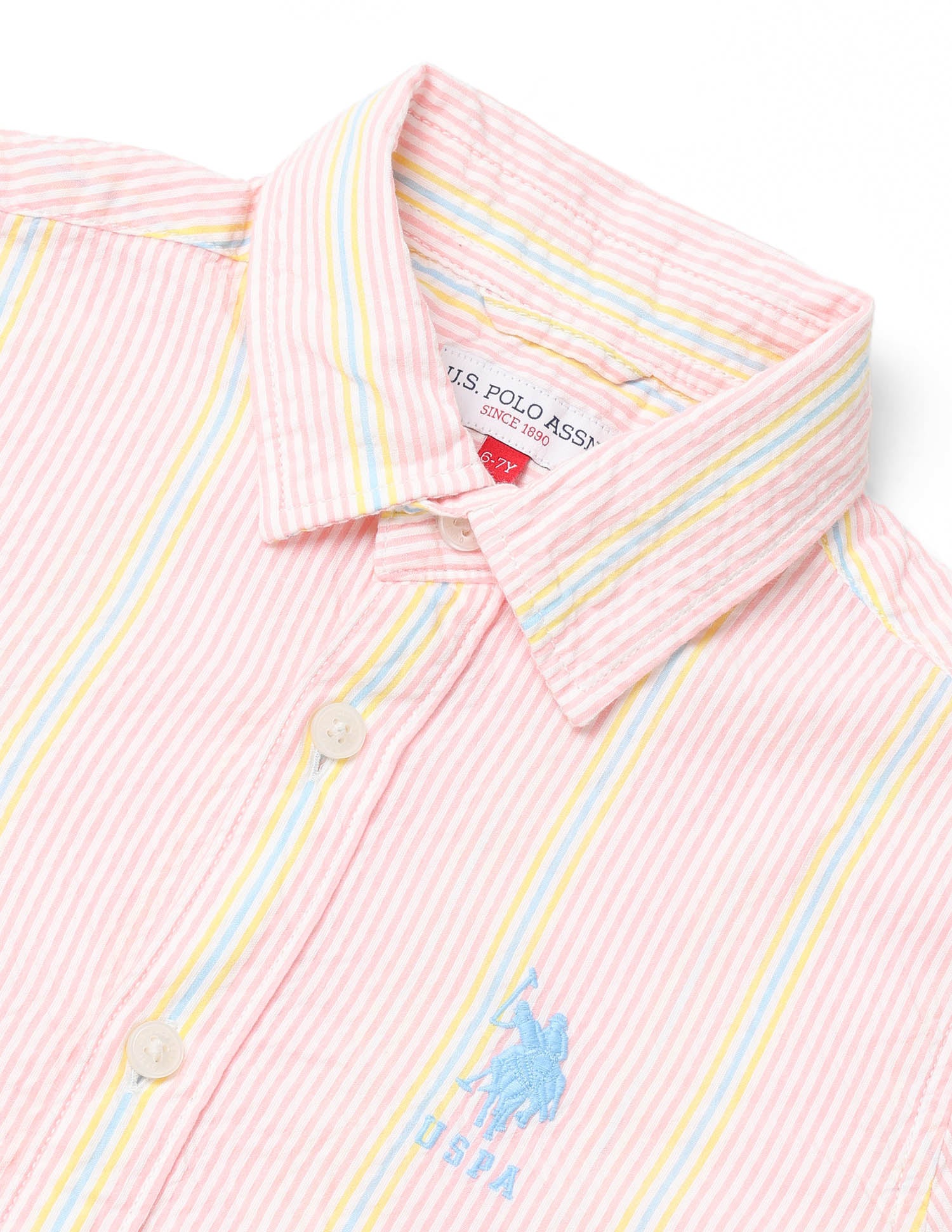Boys Vertical Striped Boxy Fit Shirt Pink - U.S. POLO ASSN. | Large