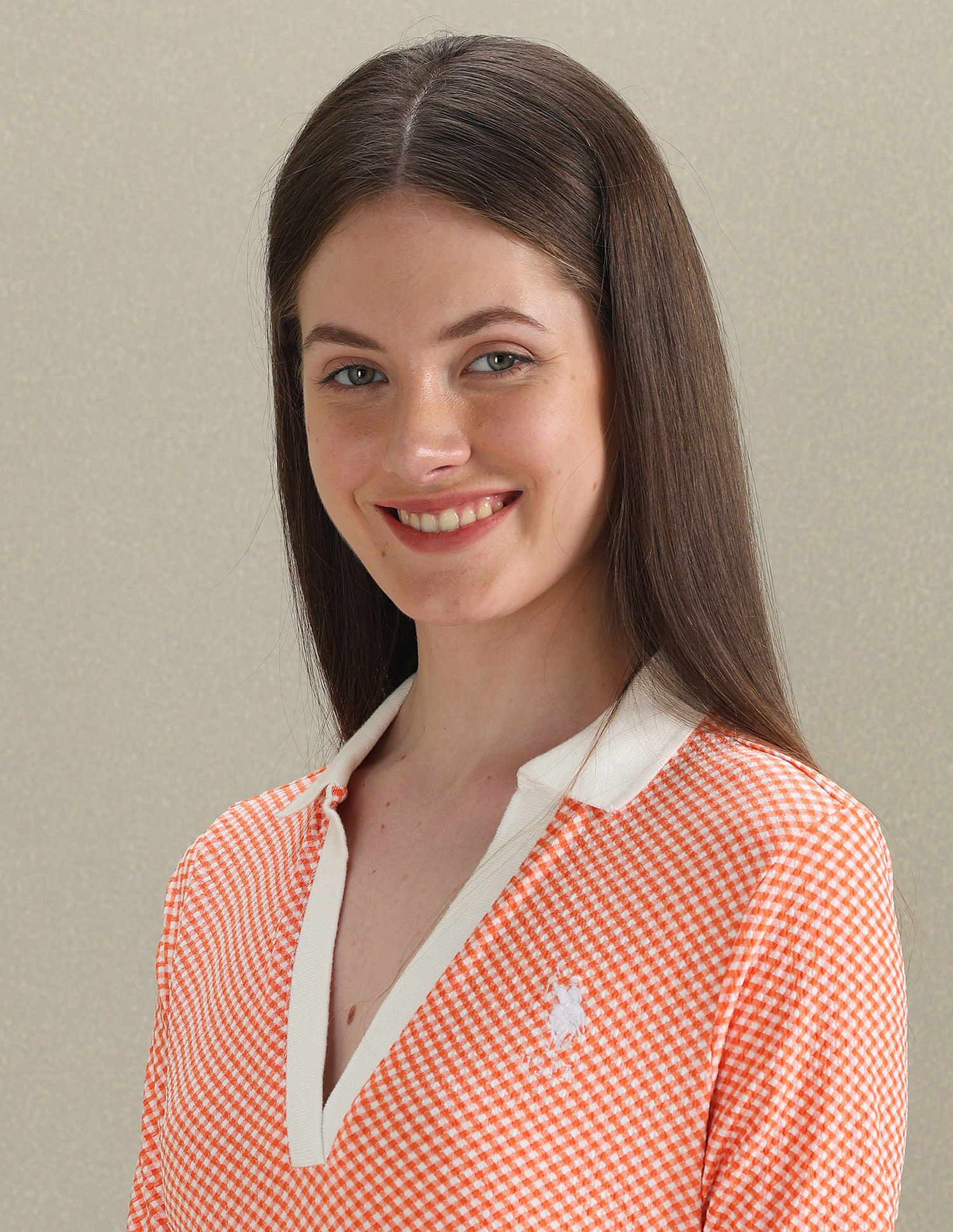 Open Placket Textured Polo Shirt Orange - U.S. POLO ASSN. | Large