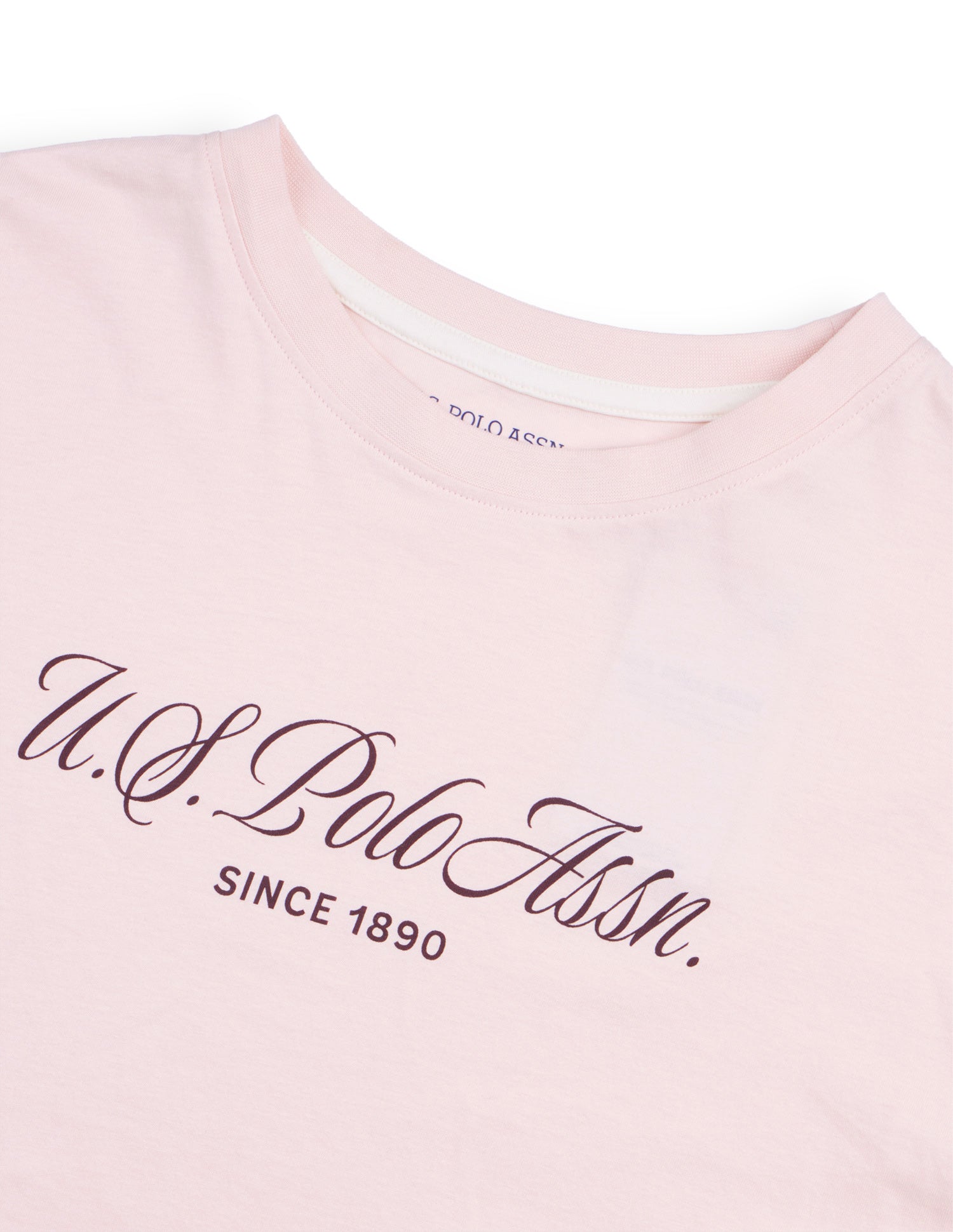 Typographic Brand Printed Regular Fit T-Shirt Light Pink - U.S. Polo Assn. India | Large