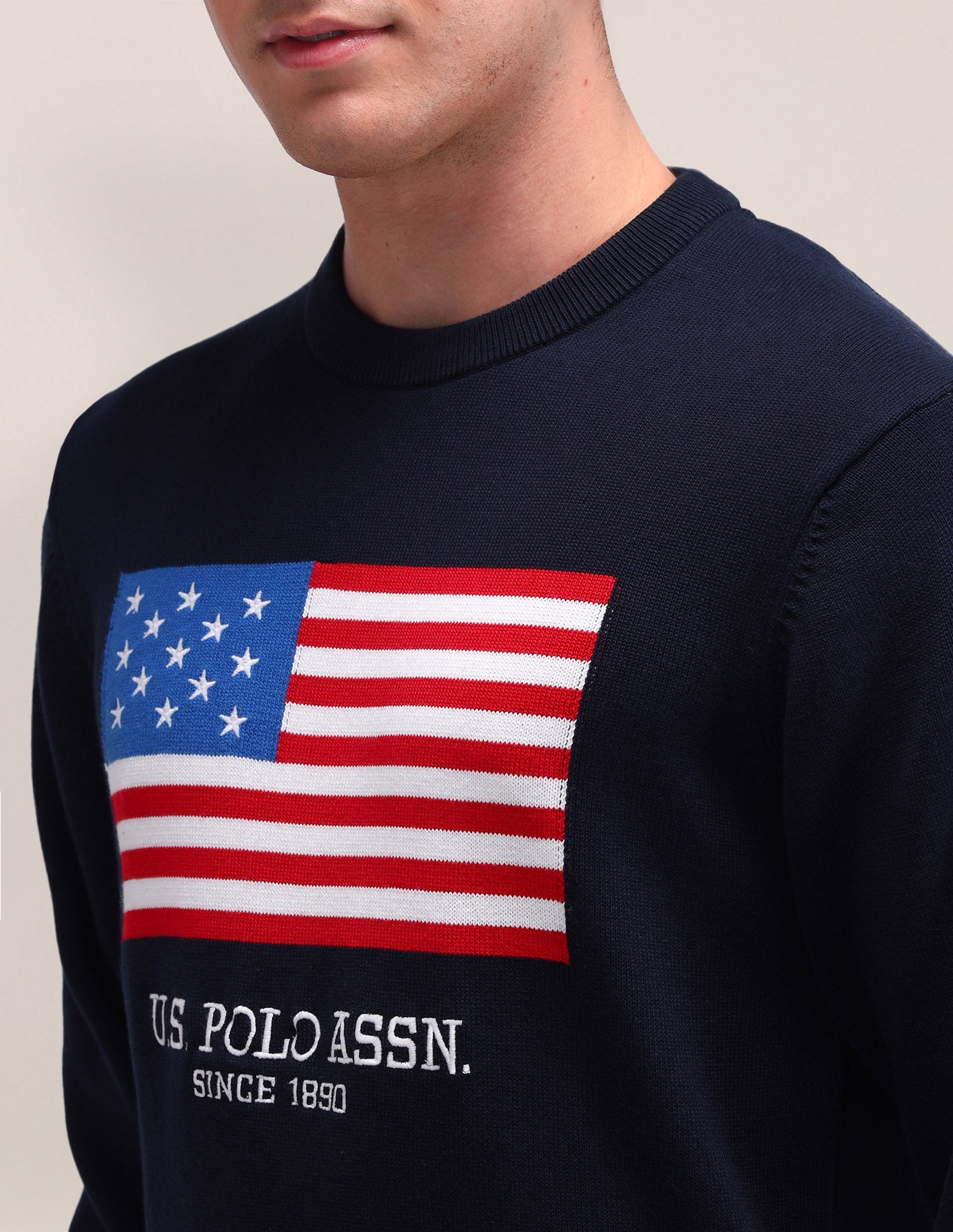 Graphic Printed Regular Fit Sweater Navy - U.S. Polo Assn. India | Large