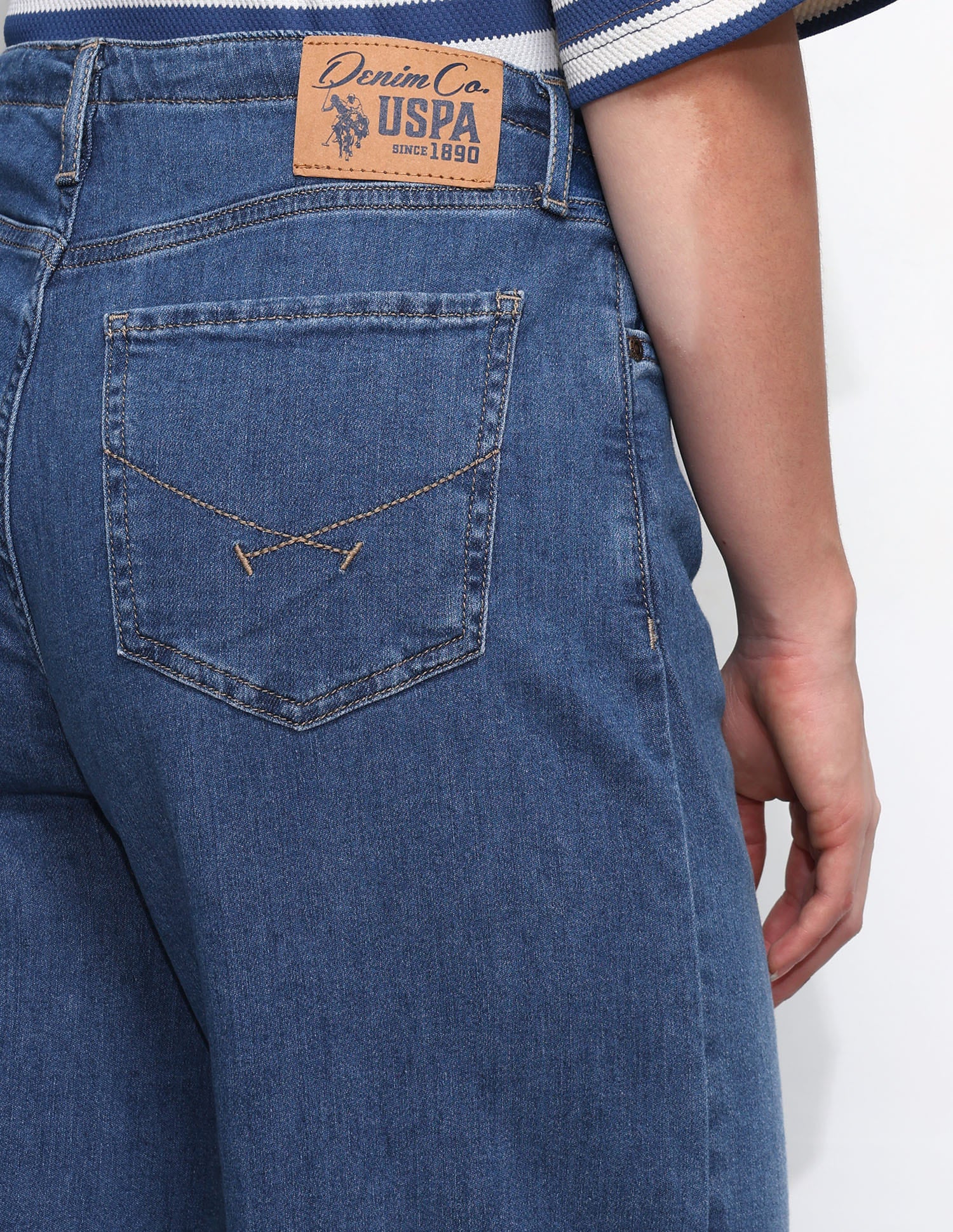 High Rise Baggy Fit Tie Up Jeans Blue - U.S. Polo Assn. India | Large