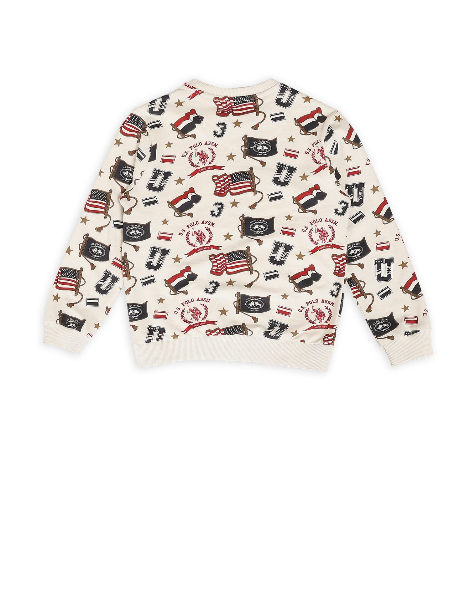 Boys Brand Printed Regular Fit Sweatshirt White - U.S. POLO ASSN. | Large