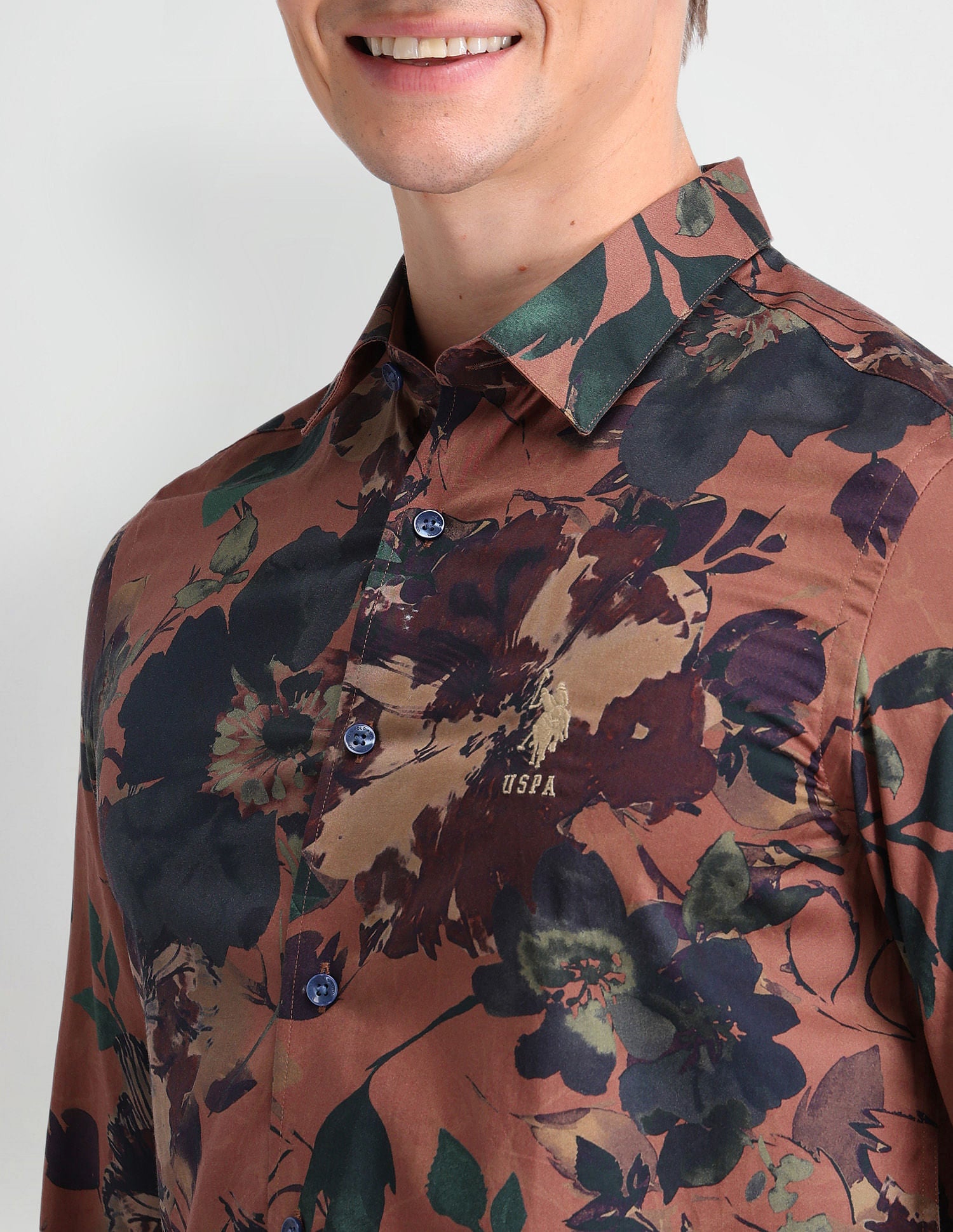 Satin Digital Print Shirt Rust - U.S. Polo Assn. India | Large