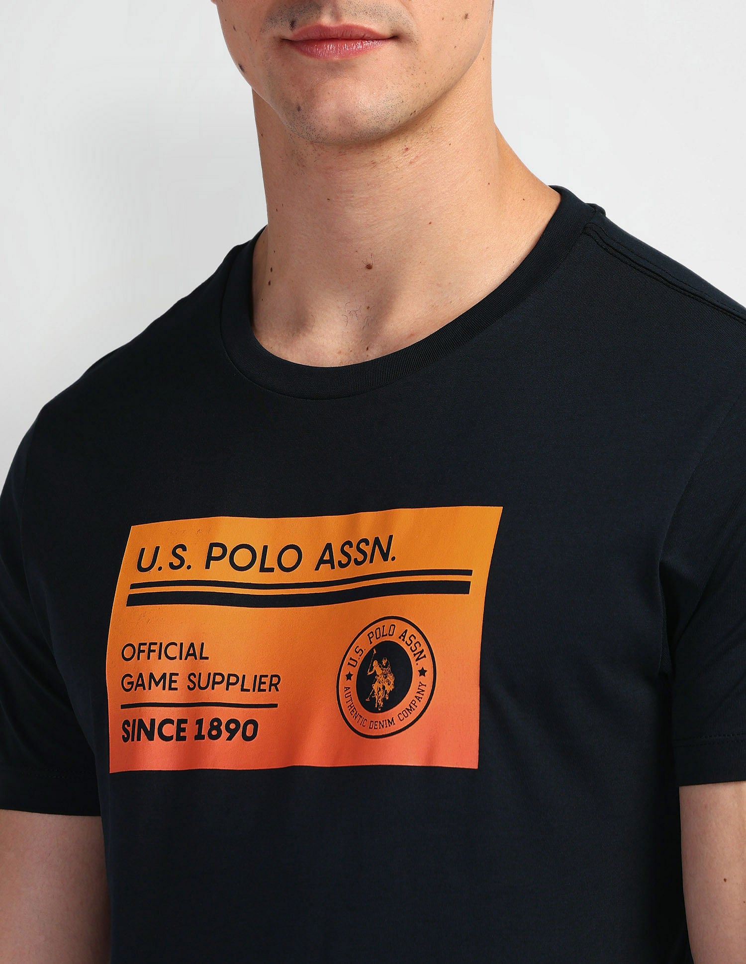 Brand Print Muscle Fit T-Shirt Navy - U.S. POLO ASSN. | Large