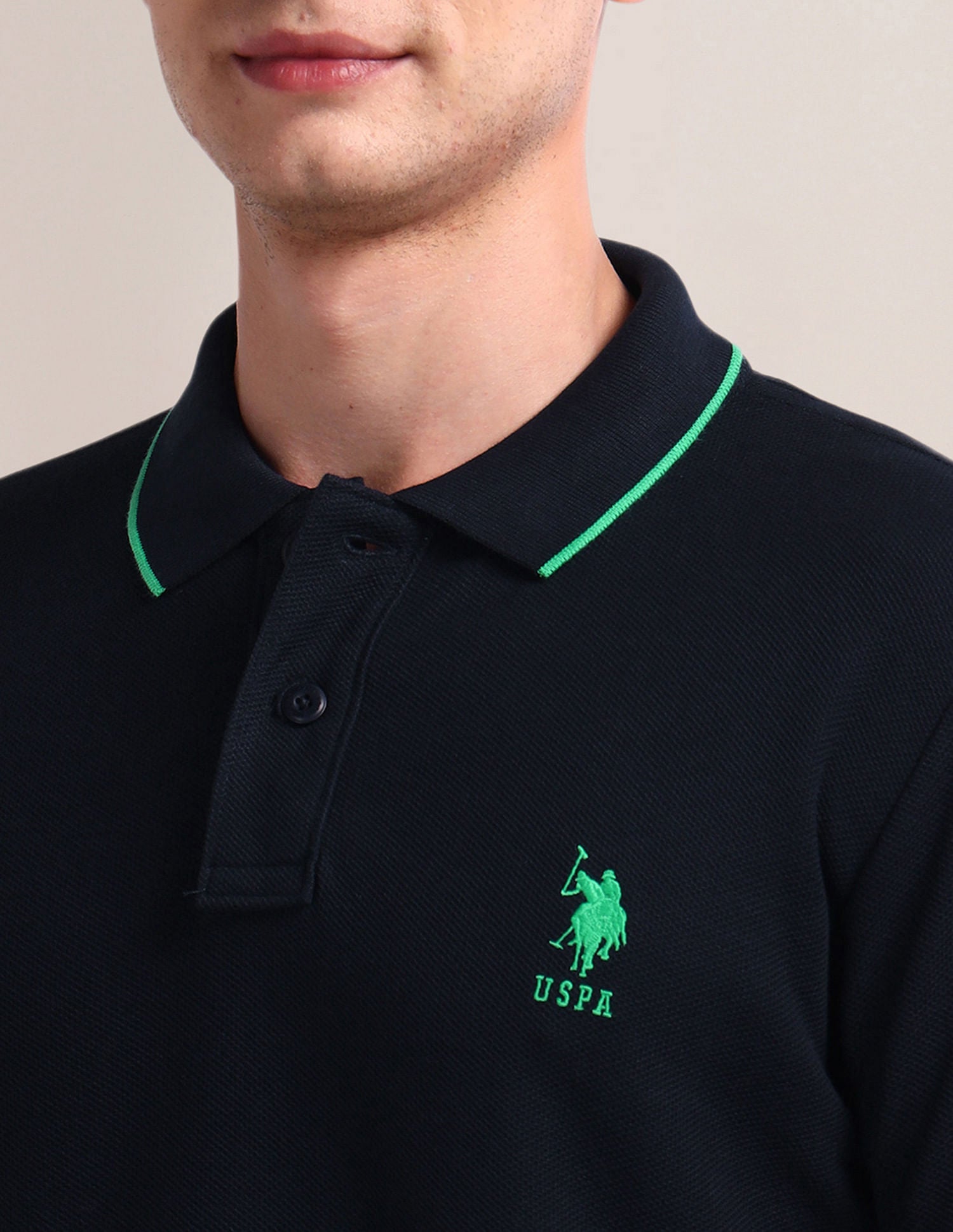 Solid Slim Fit Polo Shirt Navy - U.S. Polo Assn. India | Large
