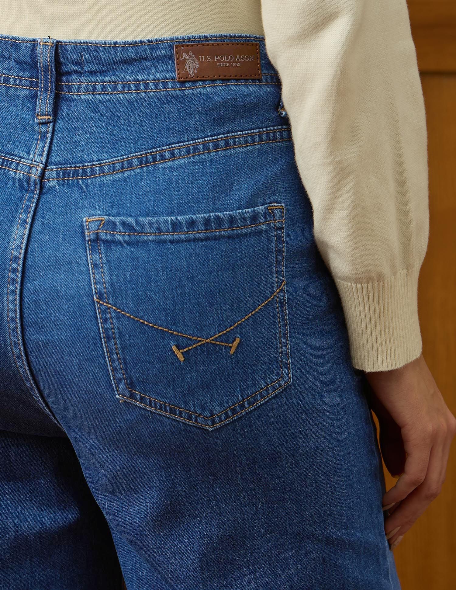 High Rise Straight Fit Jeans Light Blue - U.S. POLO ASSN. | Large