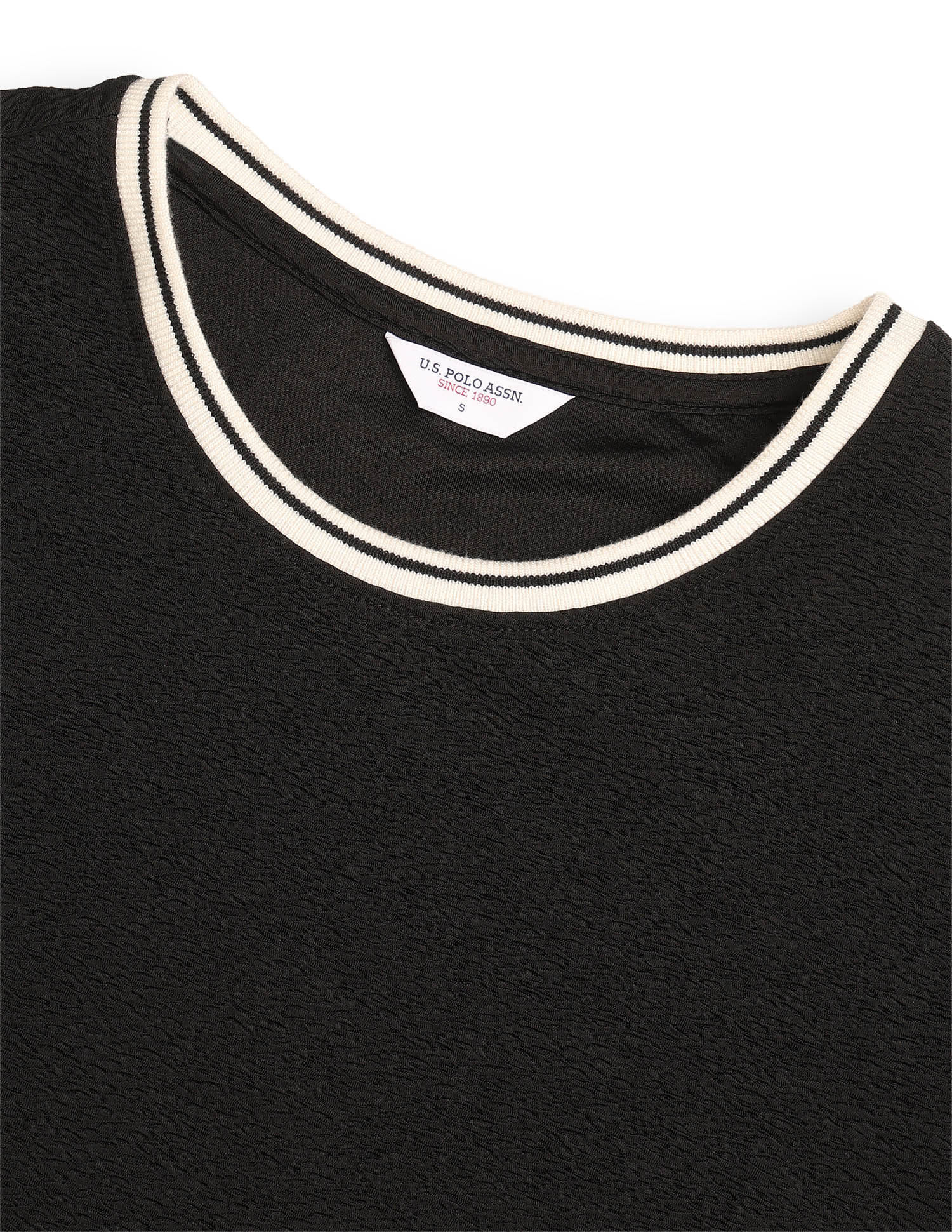 Regular Fit Textured T-Shirt Black - U.S. Polo Assn. India | Large
