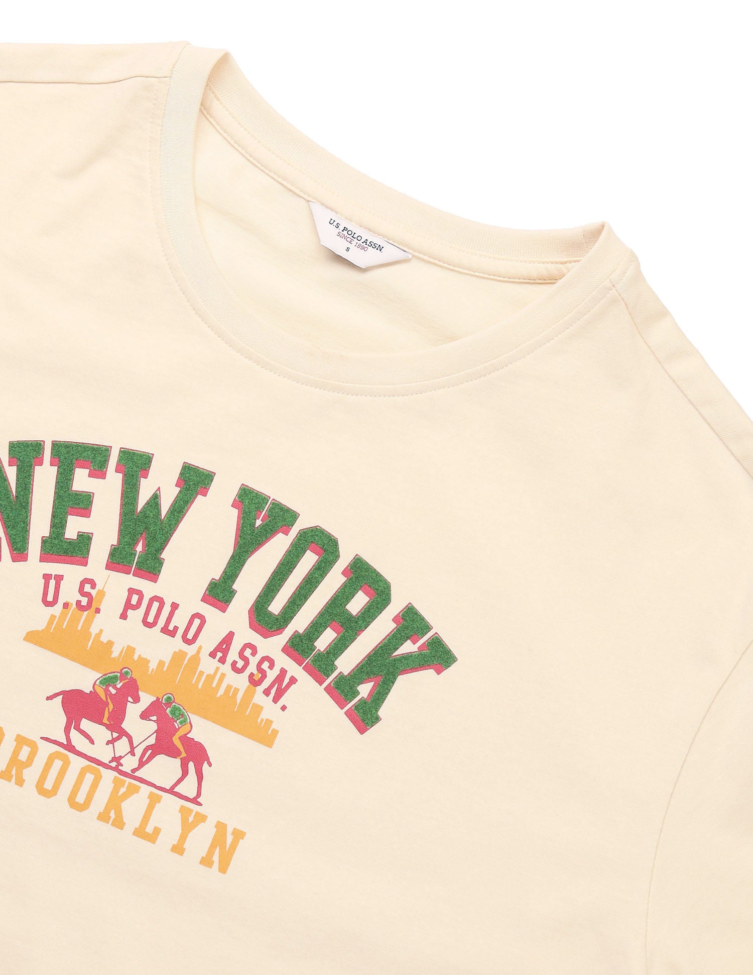 Boyfriend Fit Typography Printed T-Shirt Ecru - U.S. Polo Assn. India | Large