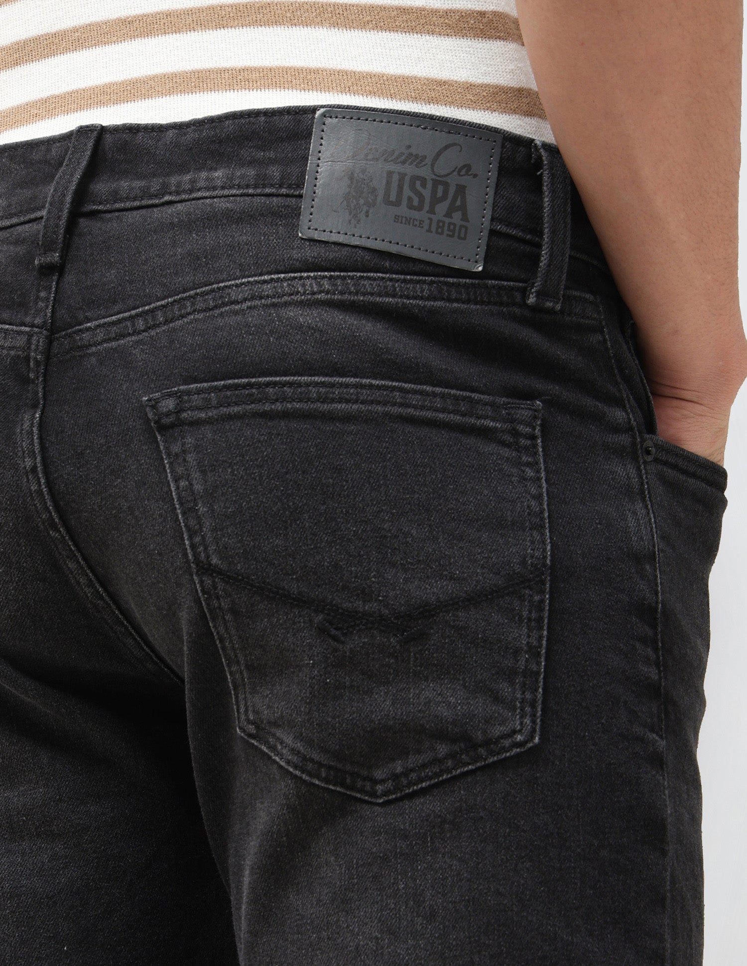 Harold Slim Straight Fit Black Jeans Washed Black - U.S. Polo Assn. India | Large