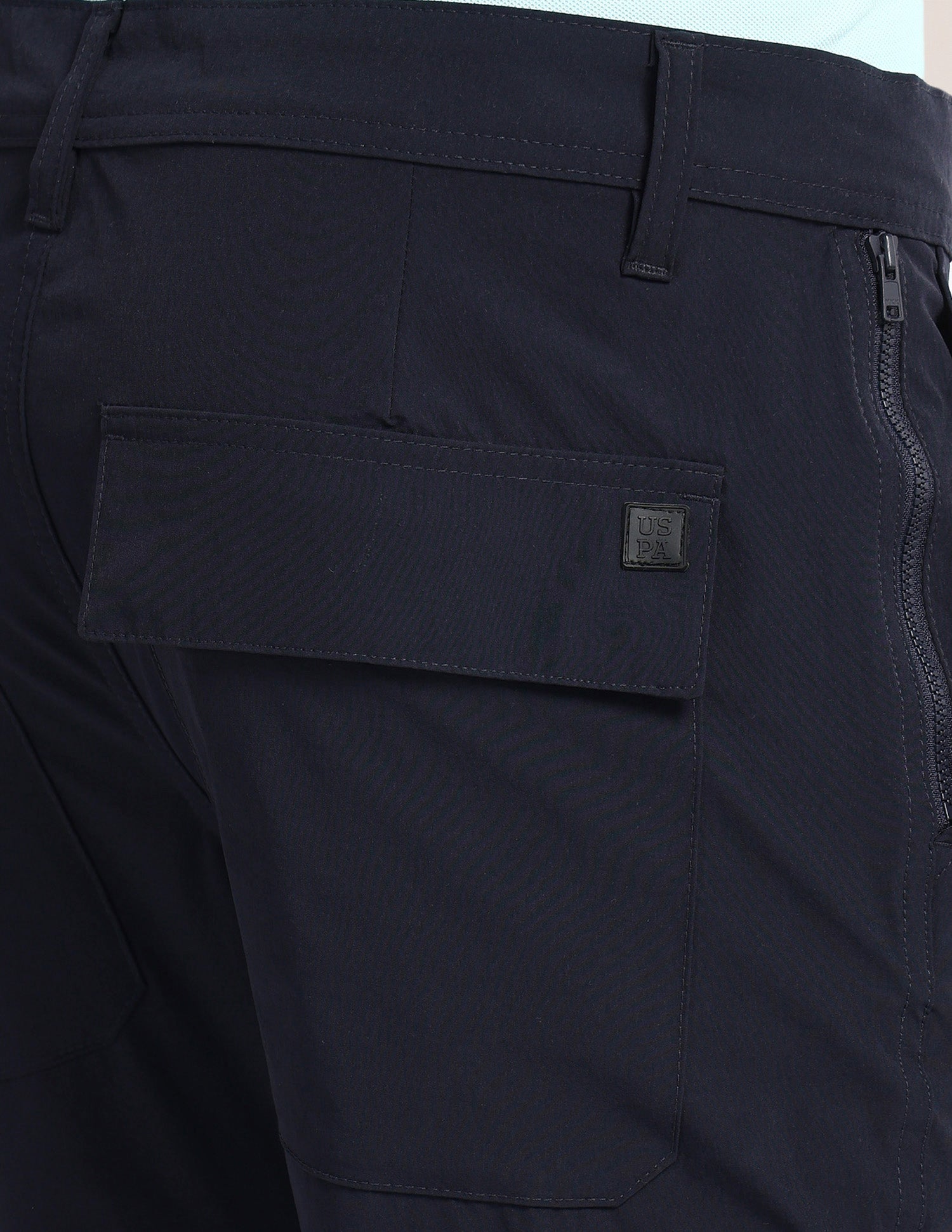 Solid Slim Straight Fit Trousers Navy - U.S. Polo Assn. India | Large