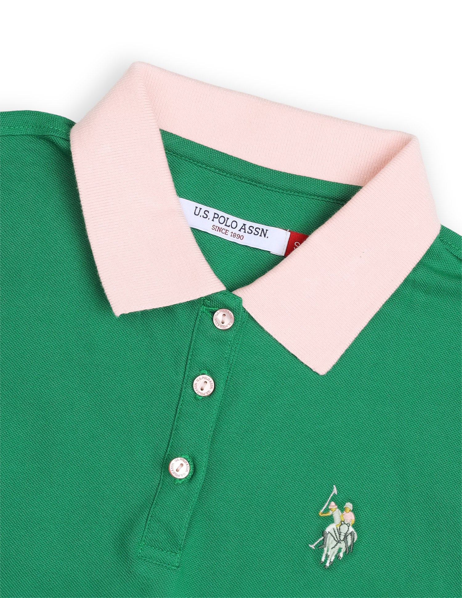 Solid Regular Fit Polo Shirt Green - U.S. Polo Assn. India | Large