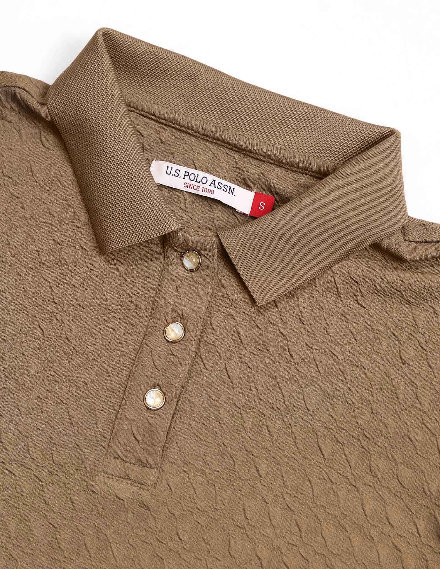 Polo With Elbow Sleeves And  Embelished Buttons Dark Brown - U.S. POLO ASSN. | Large