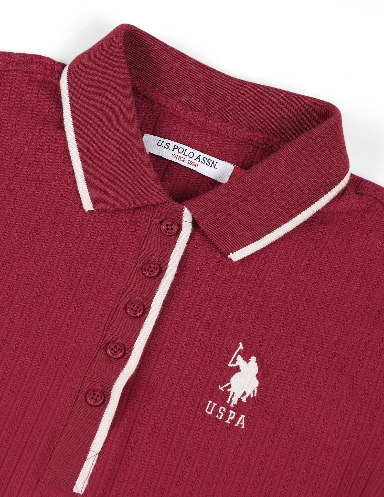 Regular Fit Textured Polo Shirt Maroon - U.S. POLO ASSN. | Large