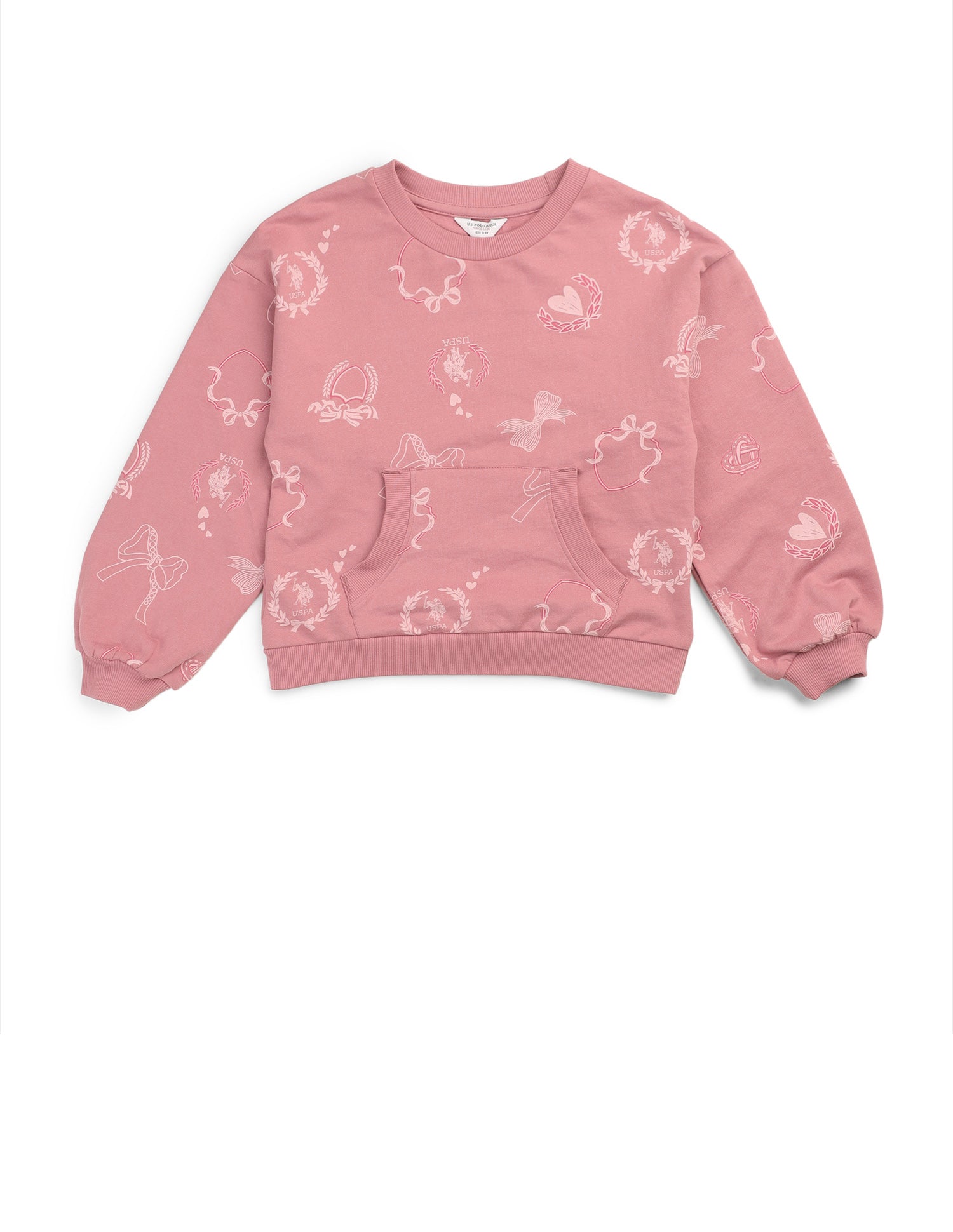 Girls Graphic Printed Comfort Fit Sweatshirt Pink - U.S. POLO ASSN. | Large