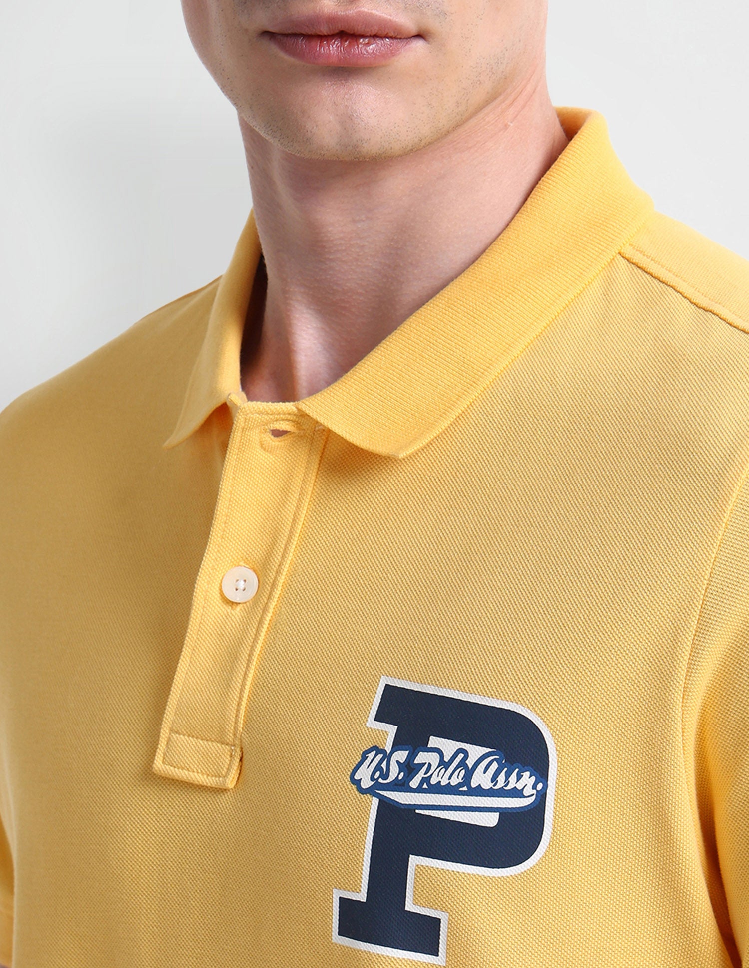 Typography Regular Fit Polo Shirt Yellow - U.S. Polo Assn. India | Large