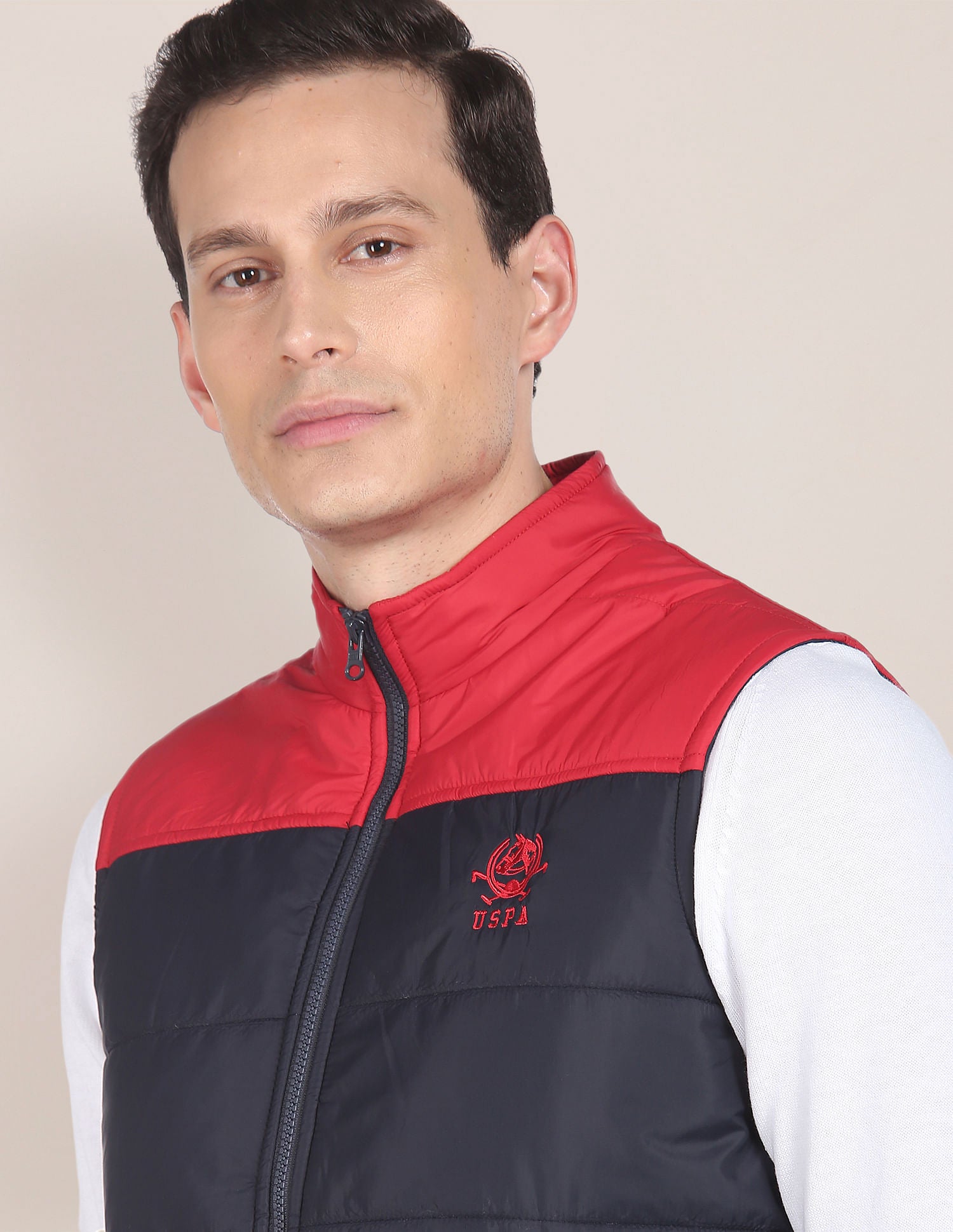 Sleeveless Colour Block Puffer Jacket Navy - U.S. POLO ASSN. | Large