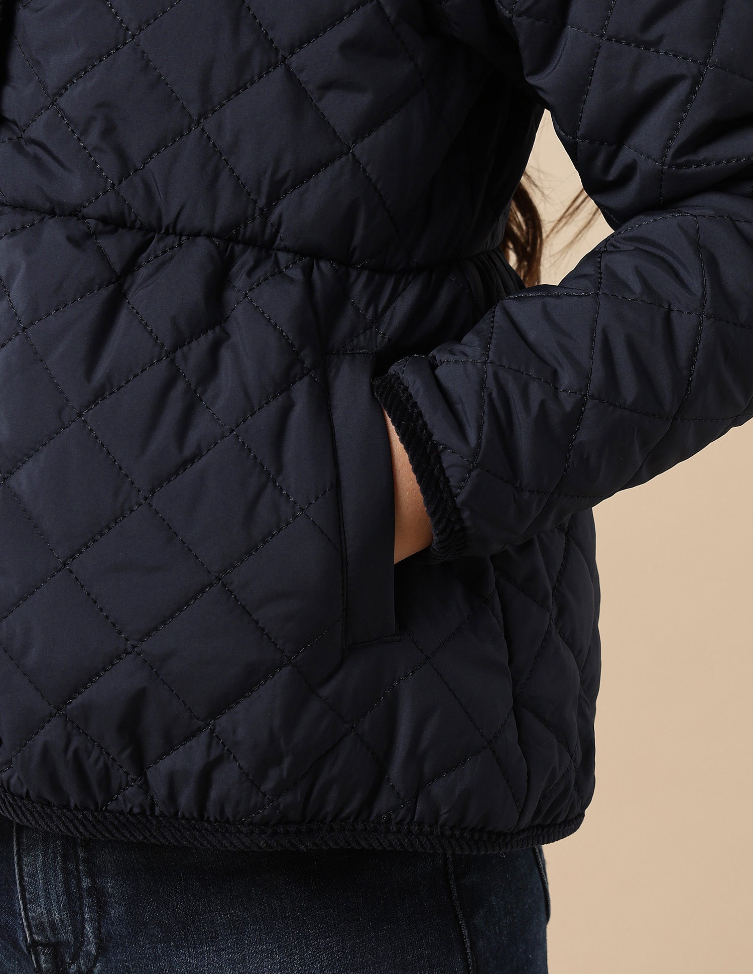 Girls Diamond Quilted Solid Jacket Navy - U.S. POLO ASSN. | Large