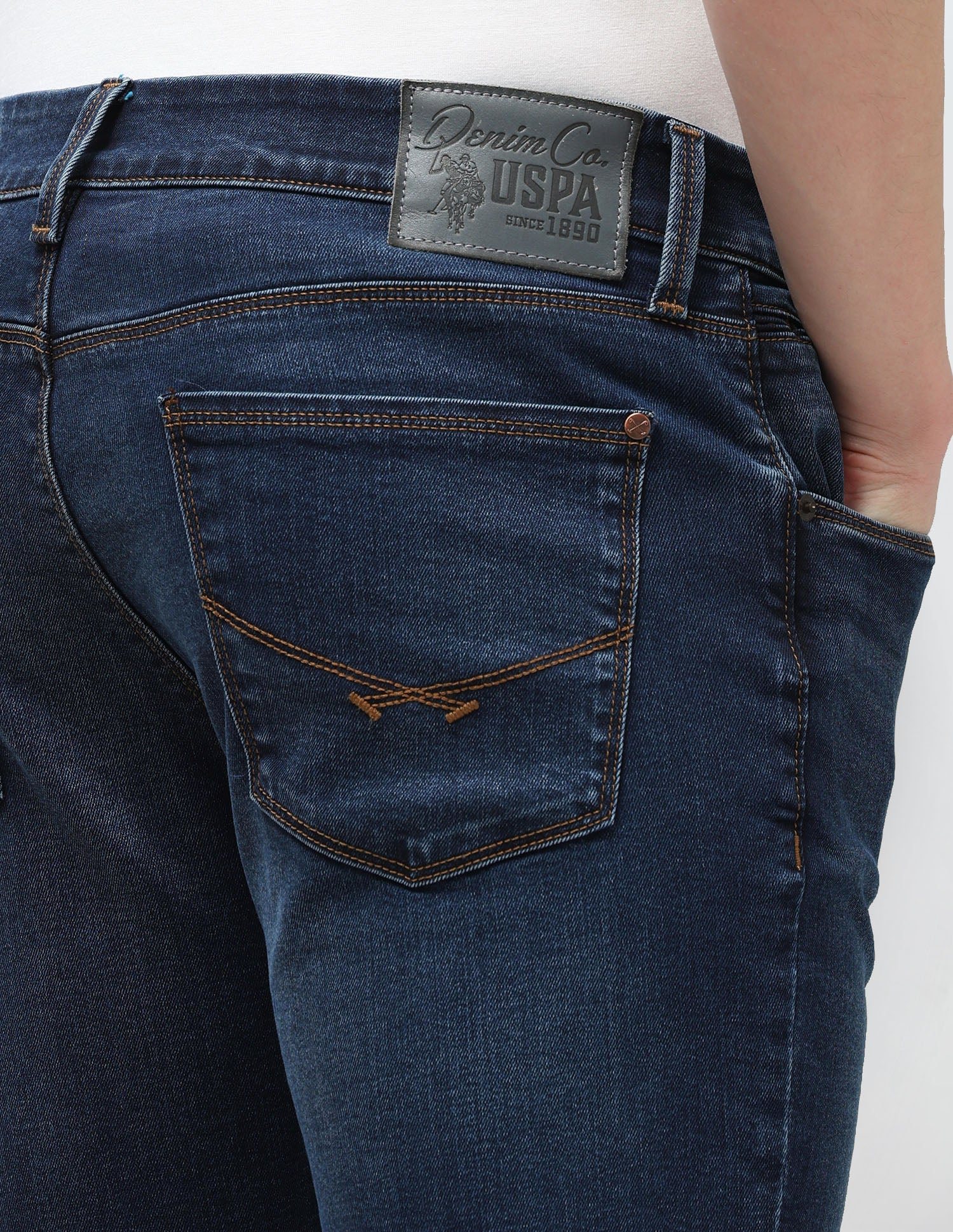 Brandon Slim Tapered Fit Blue Jeans Mid Blue - U.S. Polo Assn. India | Large